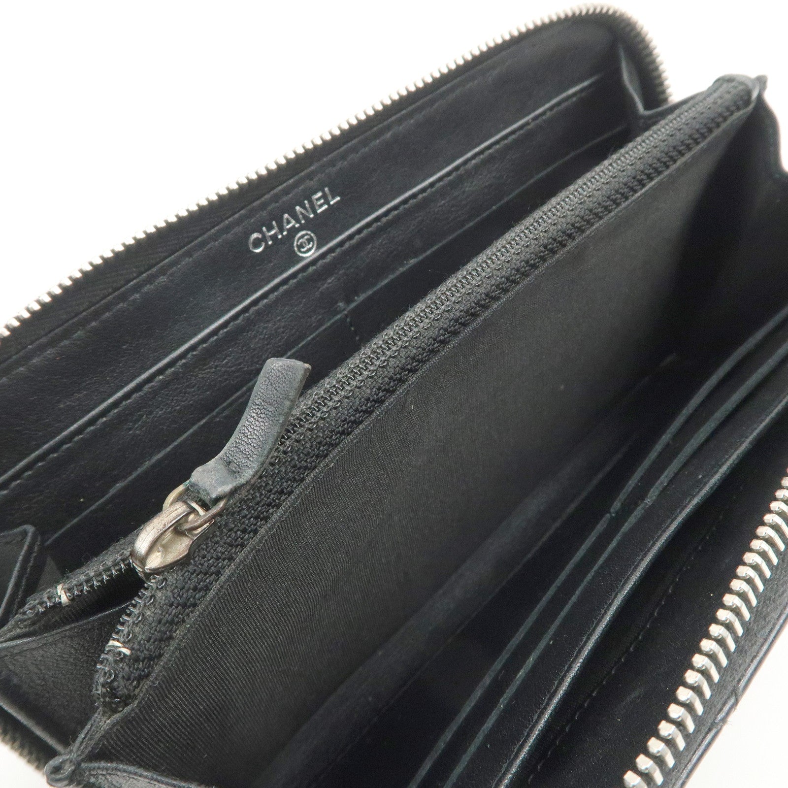 CHANEL COCO Mark Brilliant Matelasse Zippy Long Wallet Black A50106