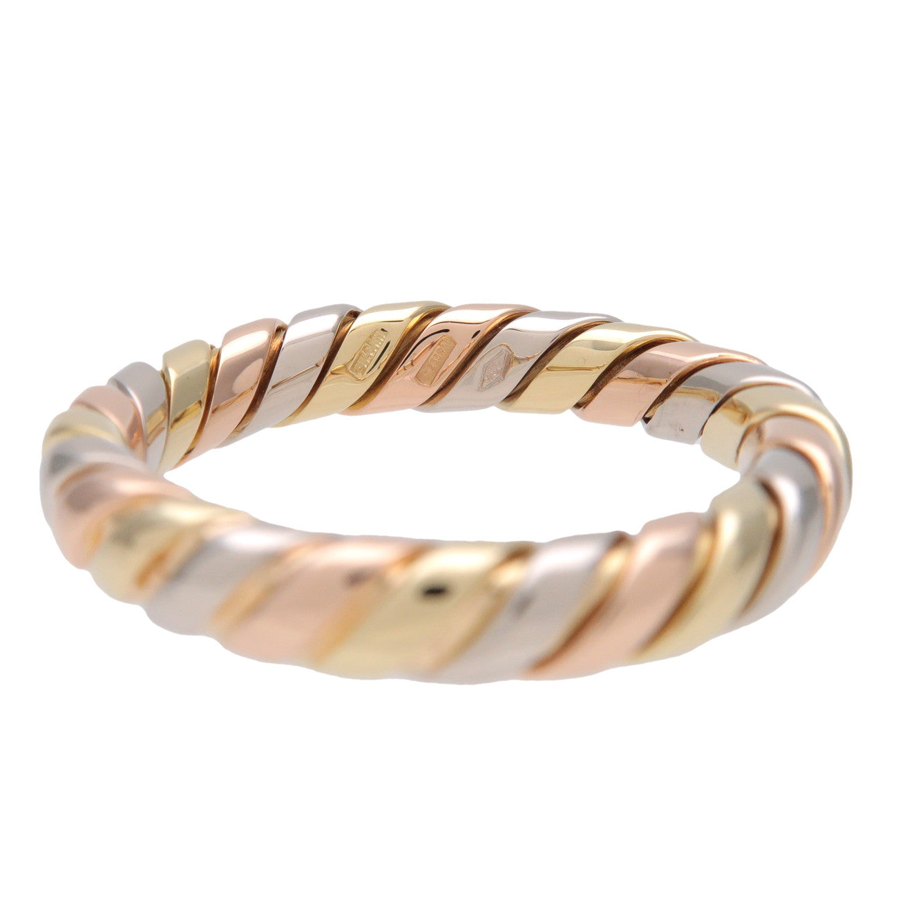 BVLGARI Tubogas Ring 750YG/PG/WG Yellow Rose White Gold US7.75