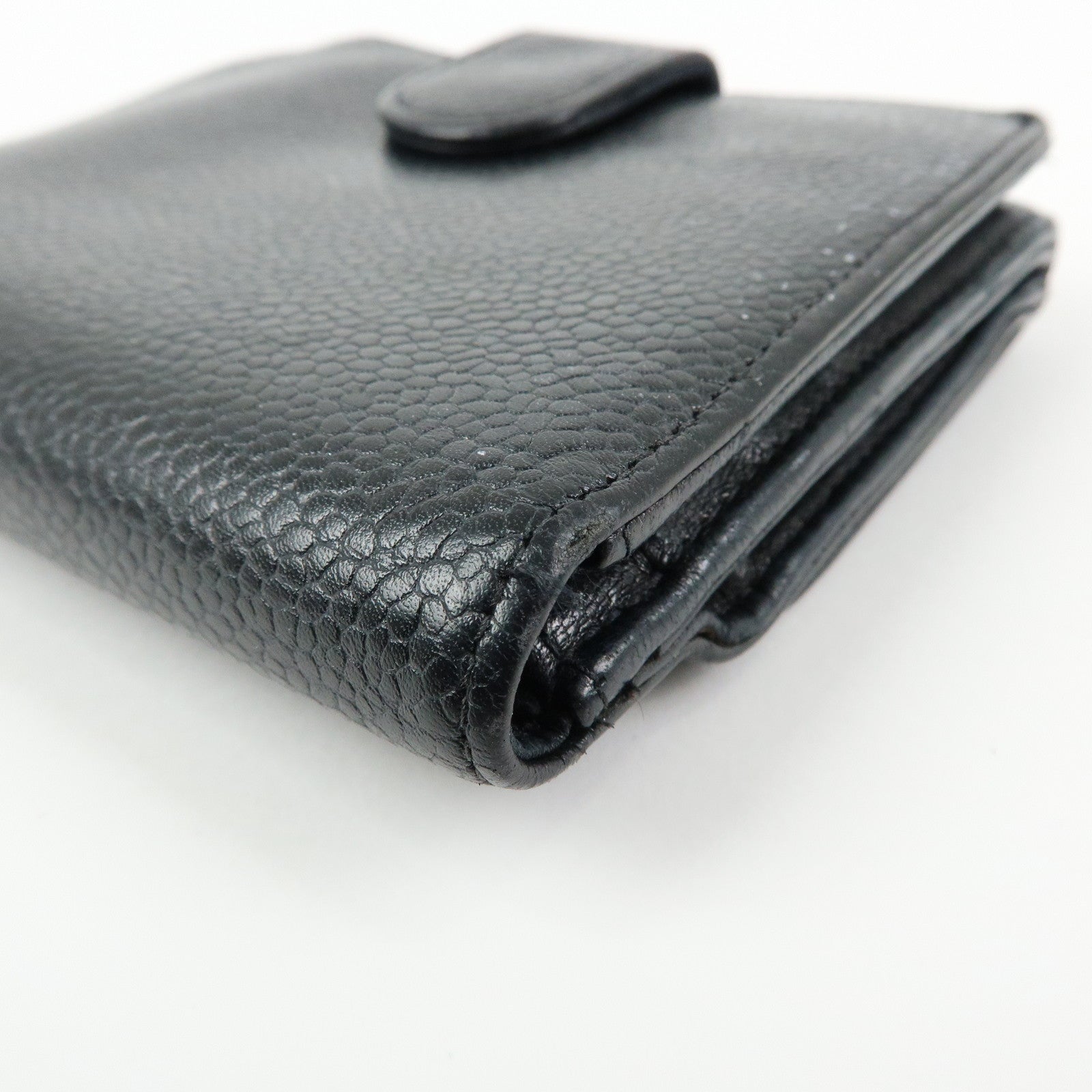 CHANEL COCO Mark Cavairskin Compact Wallet Black