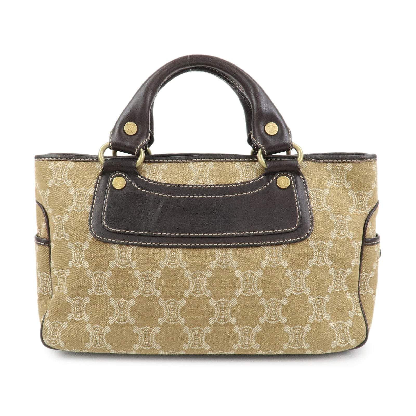 CELINE Macadam Denim Leather Boogie Bag Hand Bag Tote Bag Brown