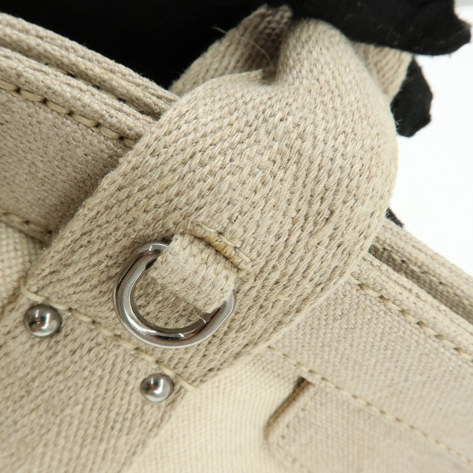 PRADA Denim Boston Bag Hand Bag Natural BN1886