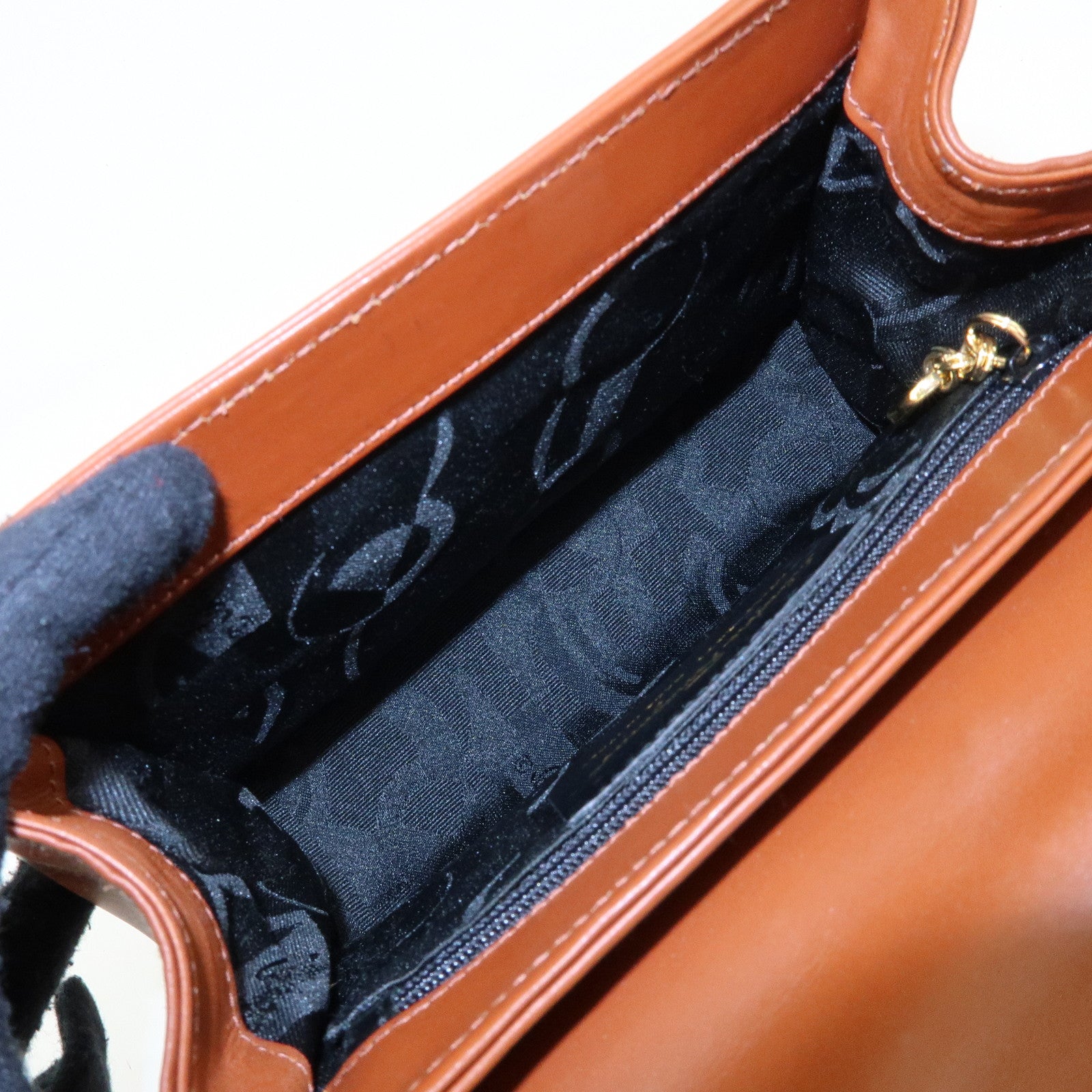 Ferragamo Gancini Leather 2Way Bag Hand Bag Shoulder Bag Brown