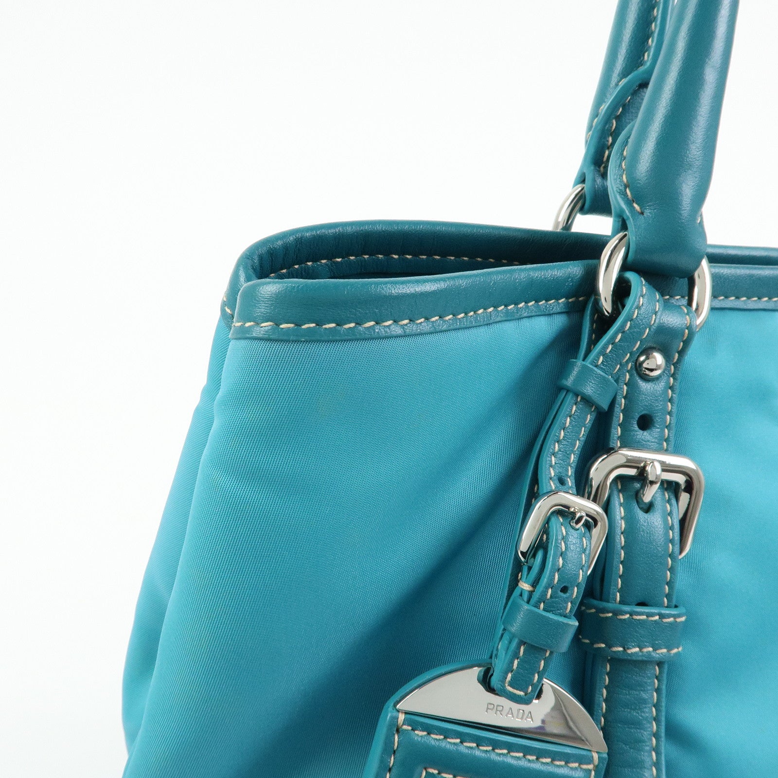 PRADA Nylon Leather 2Way Tote Hand Shoulder Bag Green BN1841