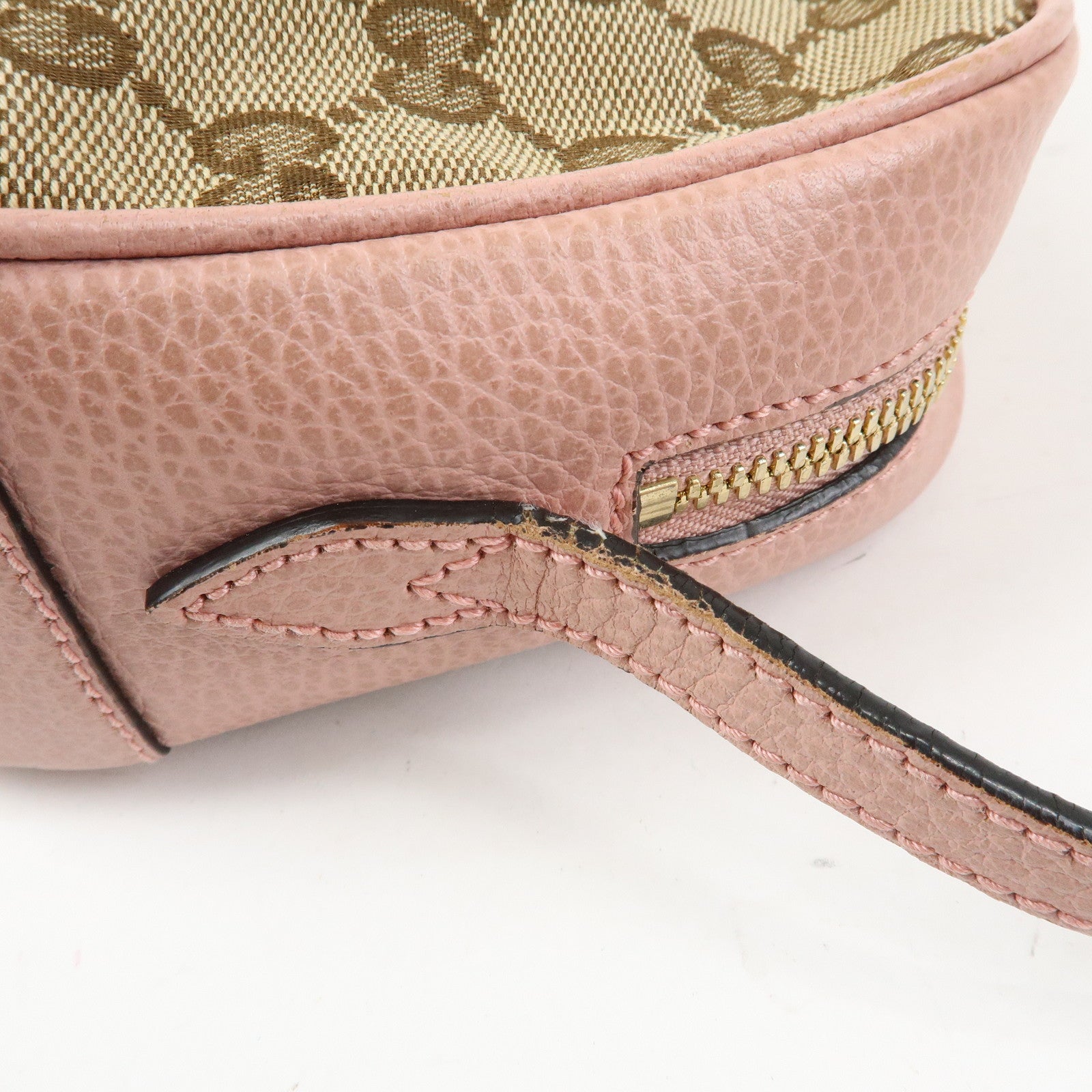 GUCCI GG Canvas Leather Shoulder Crossbody Bag Beige Pink 449413