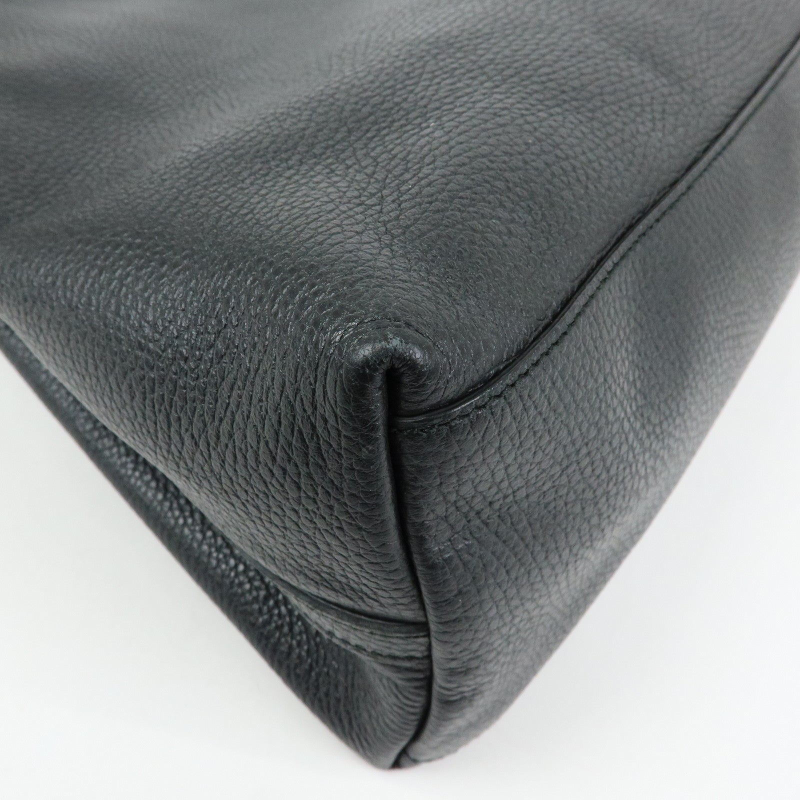 GUCCI Logo Leather Tote Bag Shoulder Bag Black 380118