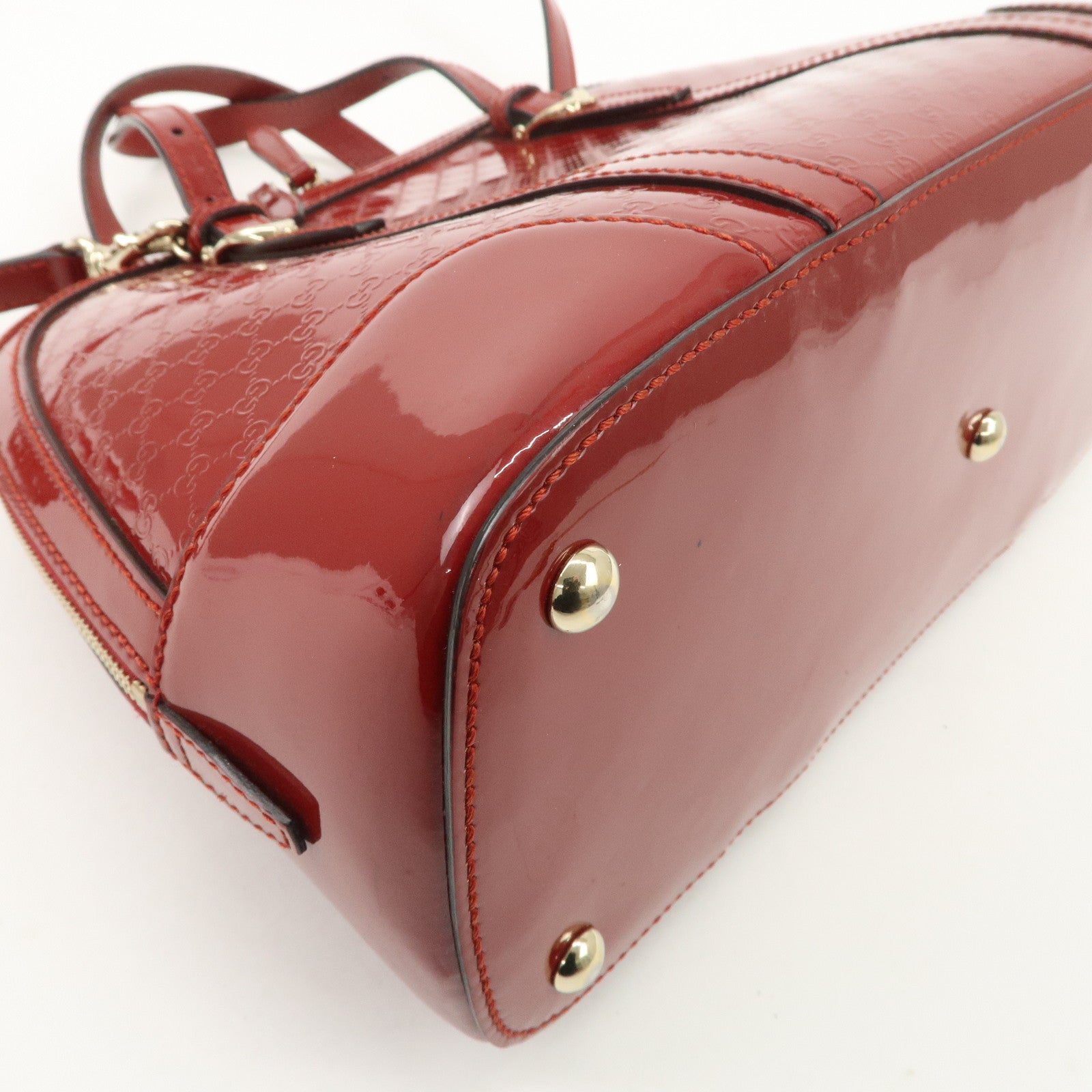 GUCCI Micro Guccissima Patent Leather 2way Hand Bag Red 309617 Used