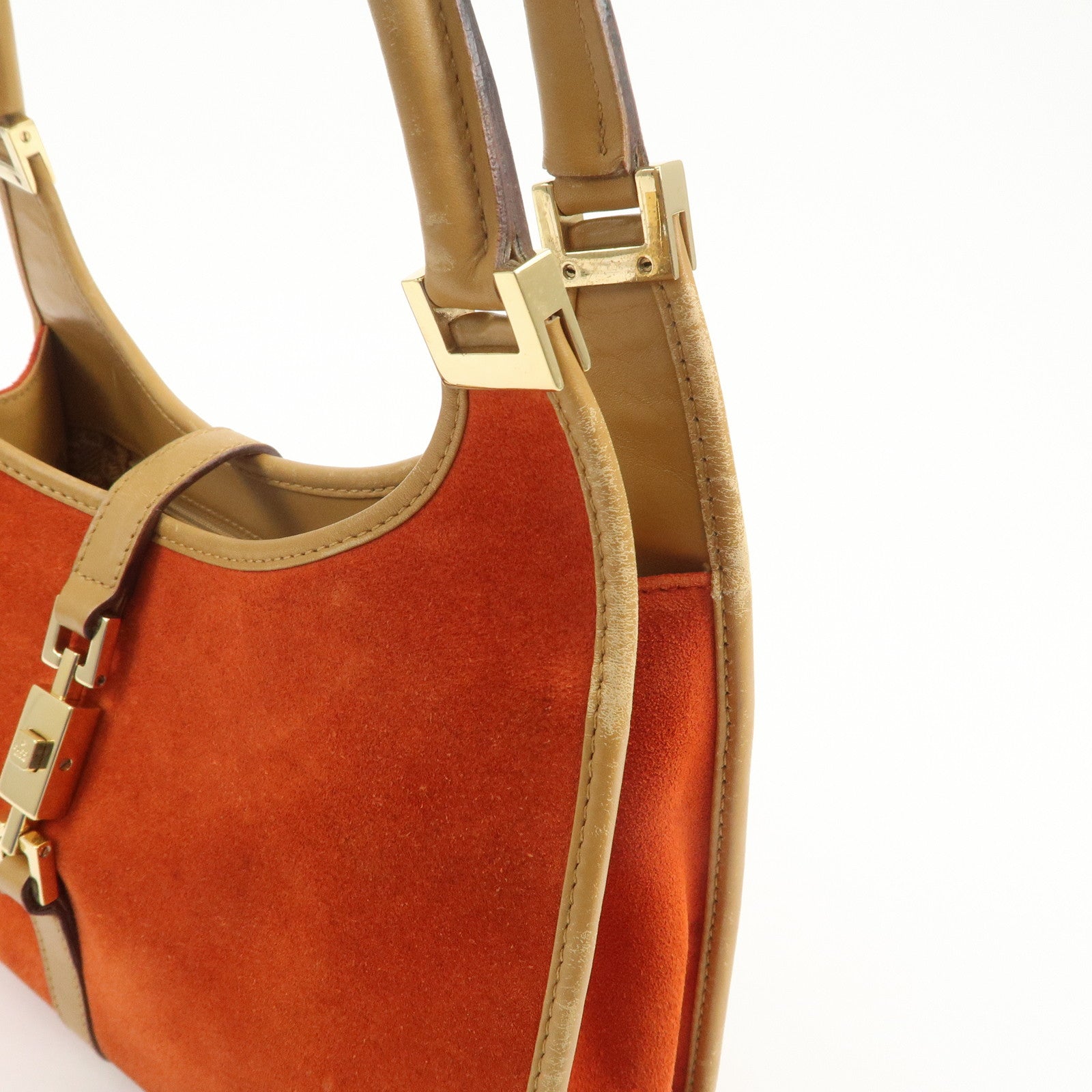 GUCCI Jackie Suede Leather Shoulder Bag Hand Bag Orange 002.1068