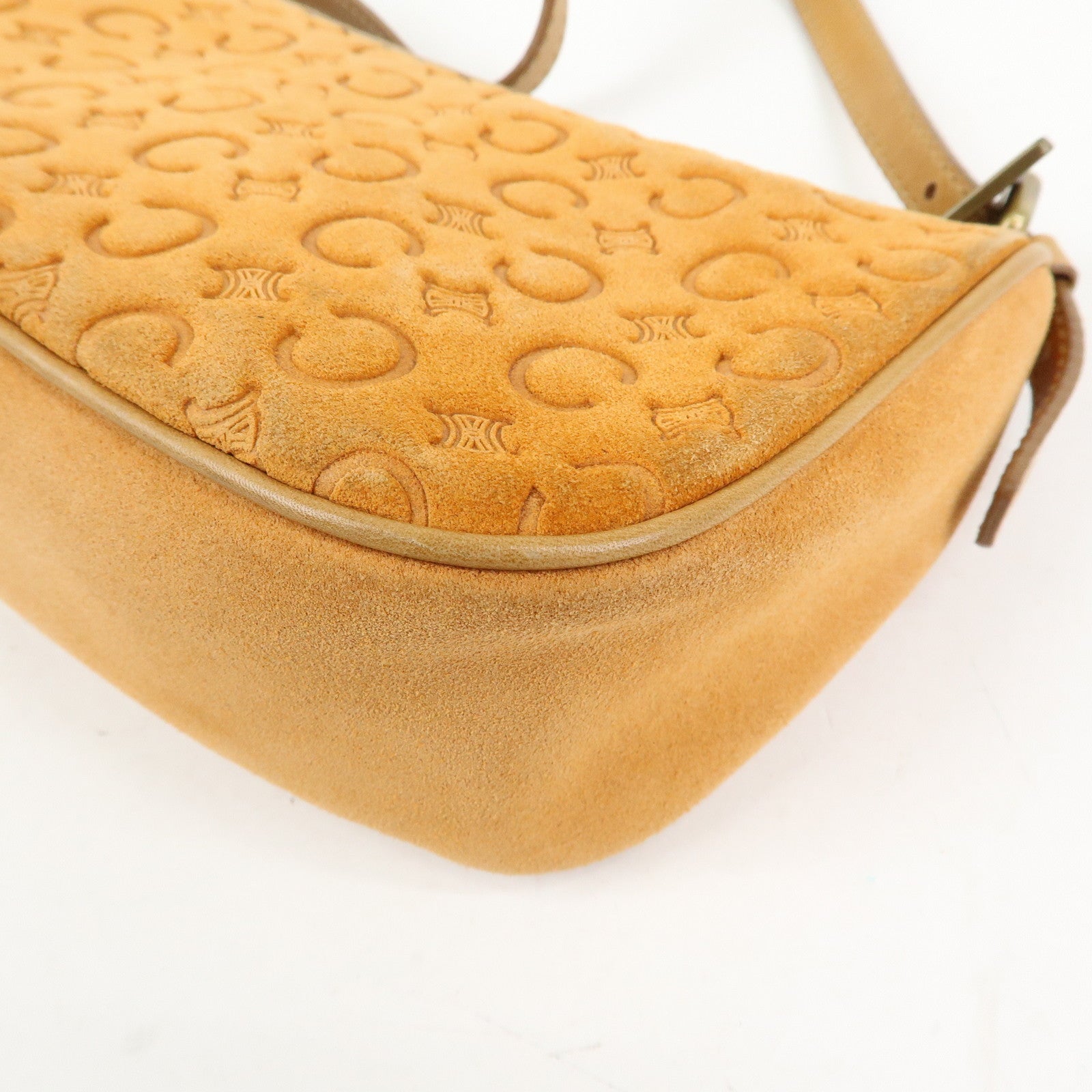 CELINE C Macadam Suede Leather Shoulder Bag Hand Bag Brown