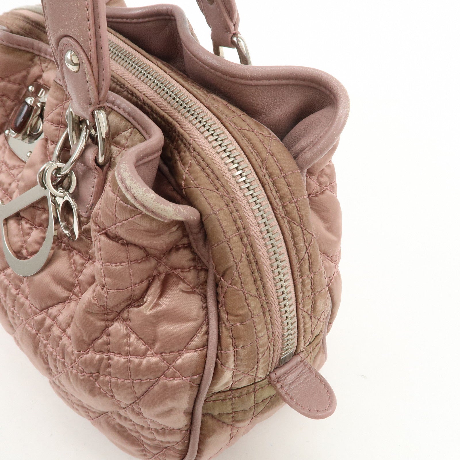 Christian Dior Canage Nylon Leather Hand Bag Pink