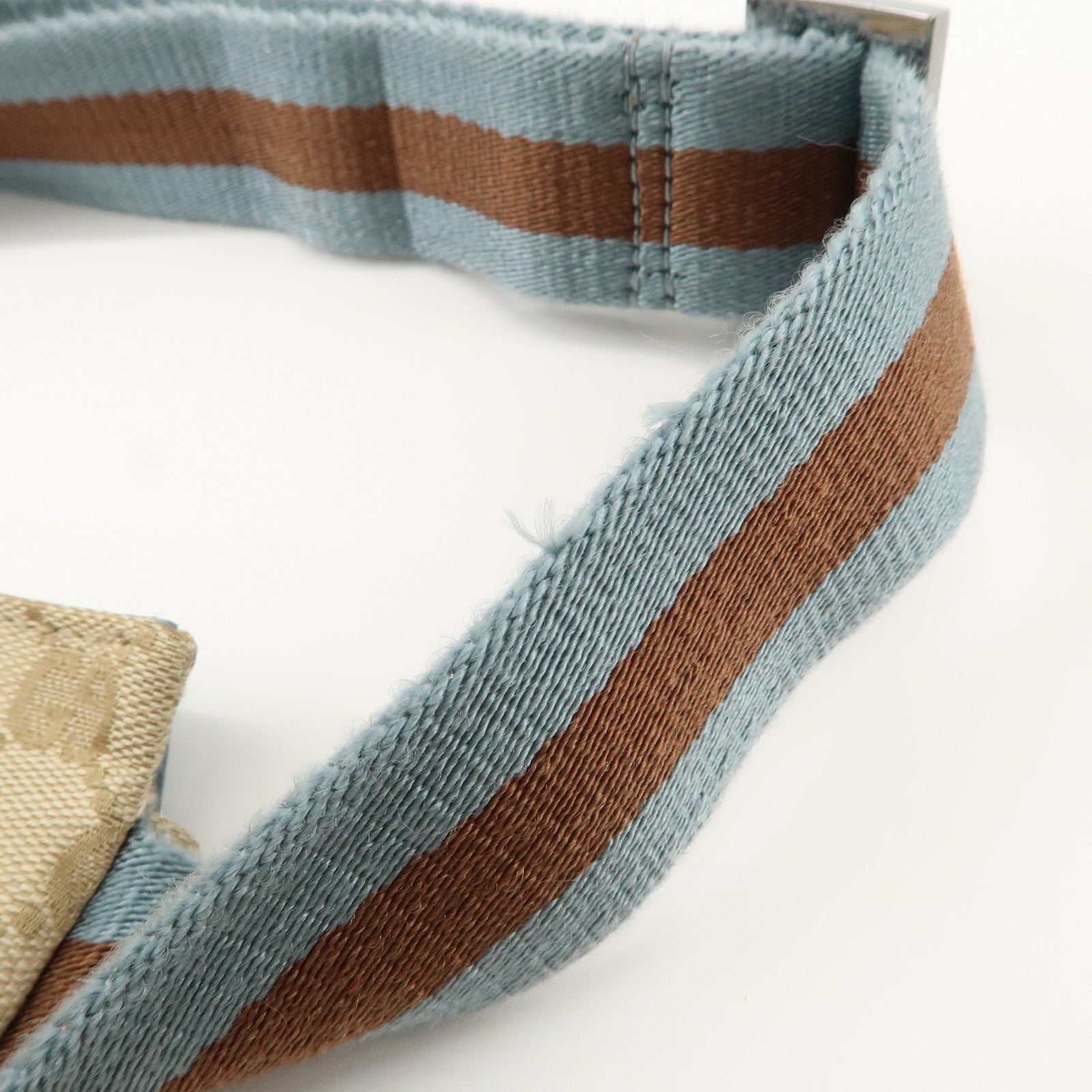 GUCCI GG Canvas Leather Waist Bag Crossbody Bag Light Blue 28566