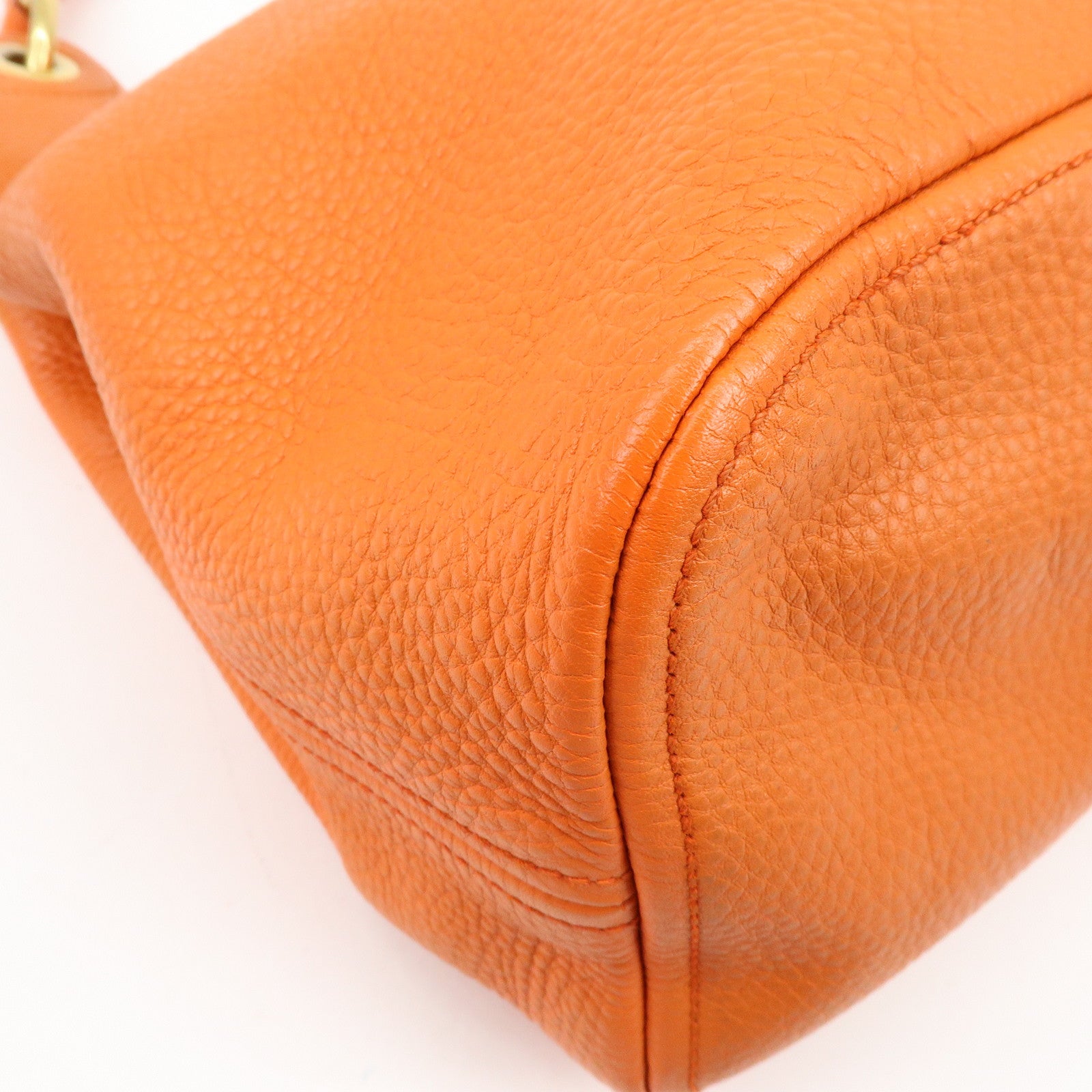 PRADA Logo Leather Shoulder Bag Tote Bag Hand Bag Orange BR4829