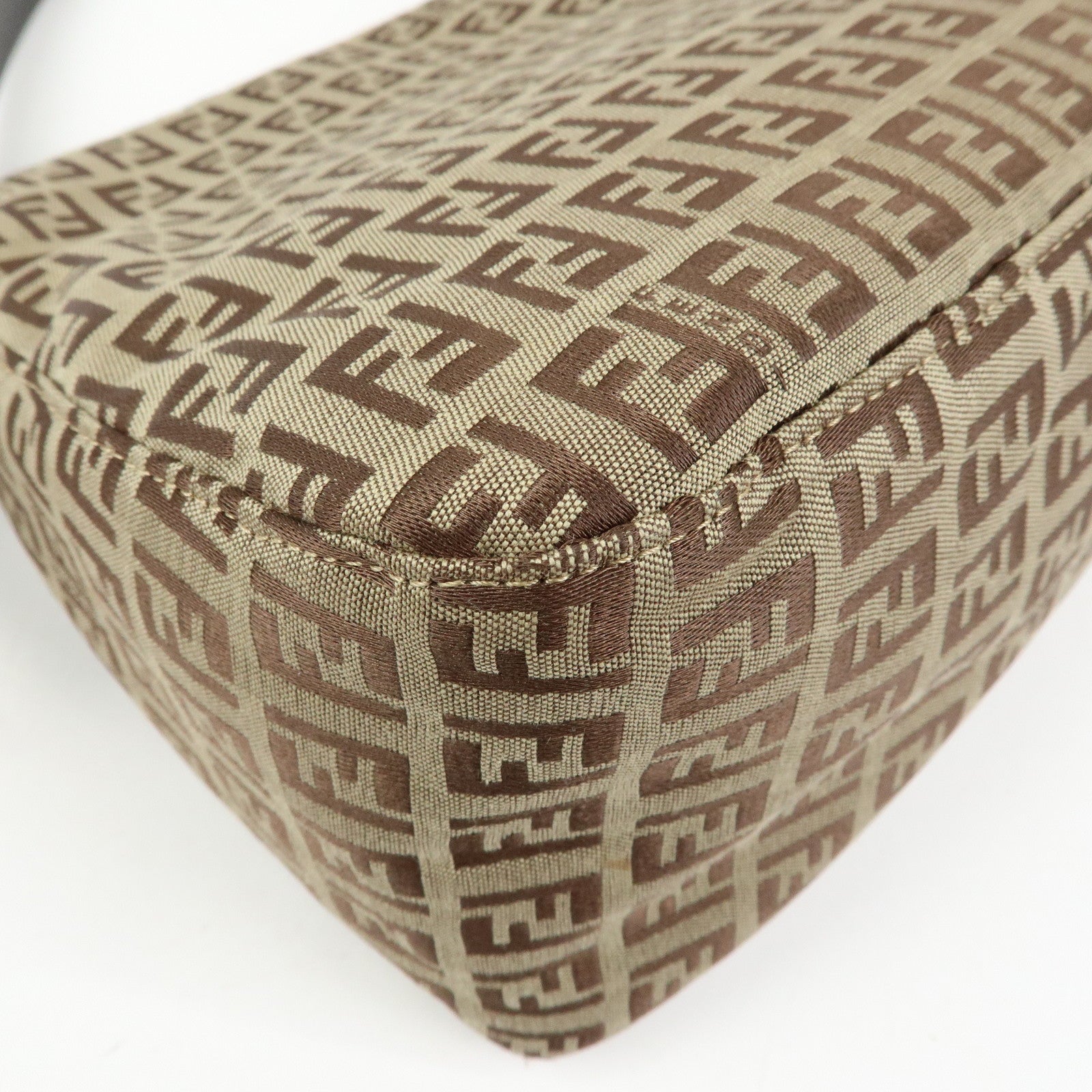 FENDI Zucchino Mamma Baguette Nylon Leather Shoulder Bag 8BR001