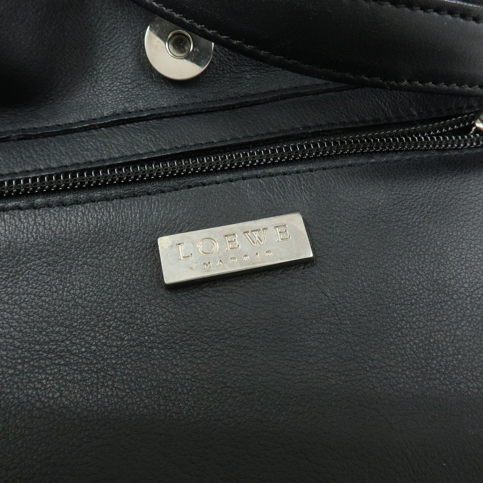 LOEWE Logo Leather Shoulder Bag Hand Bag Black