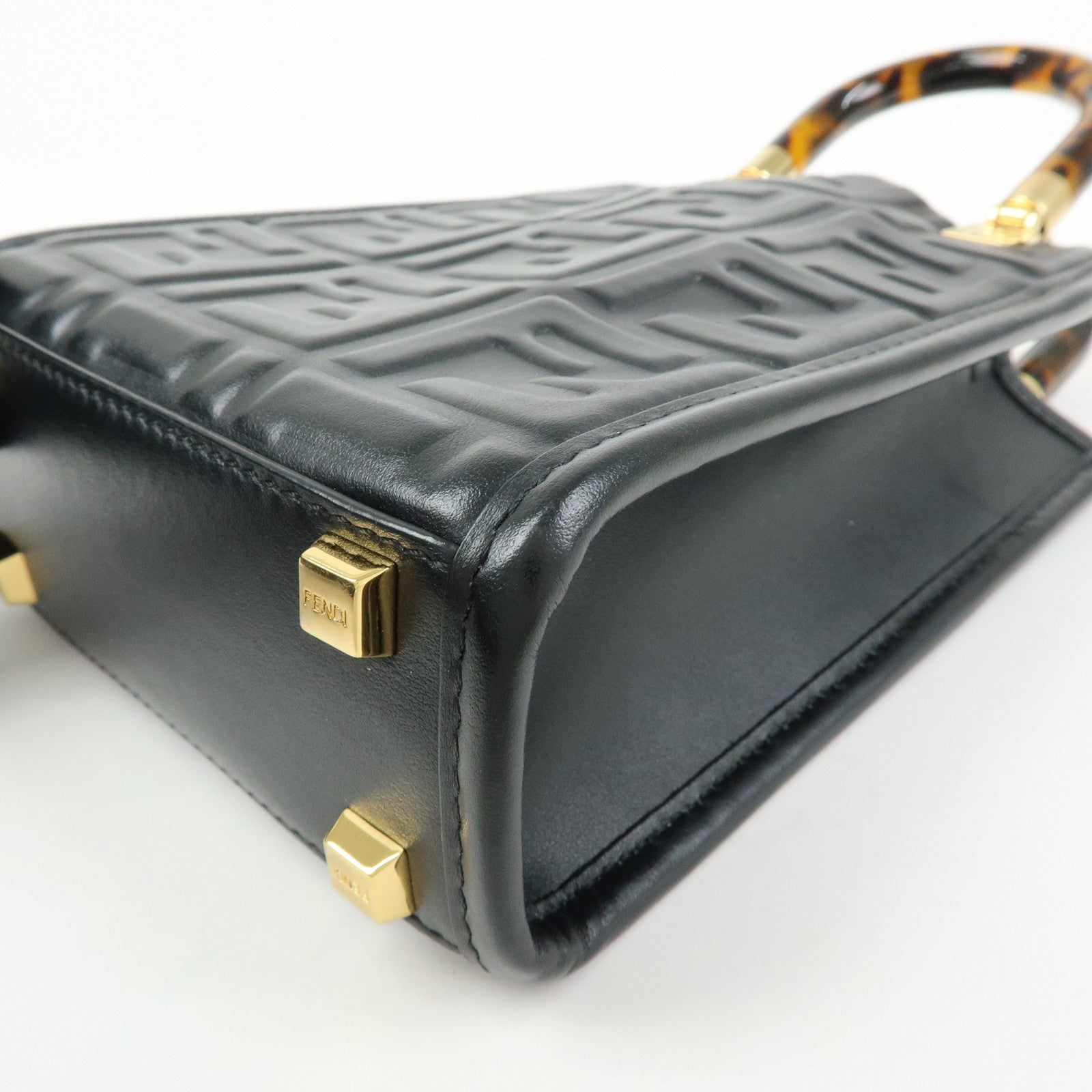 FENDI FF Sunshine Shopper Small 2Way Bag Shoulder Bag Black 8BS051