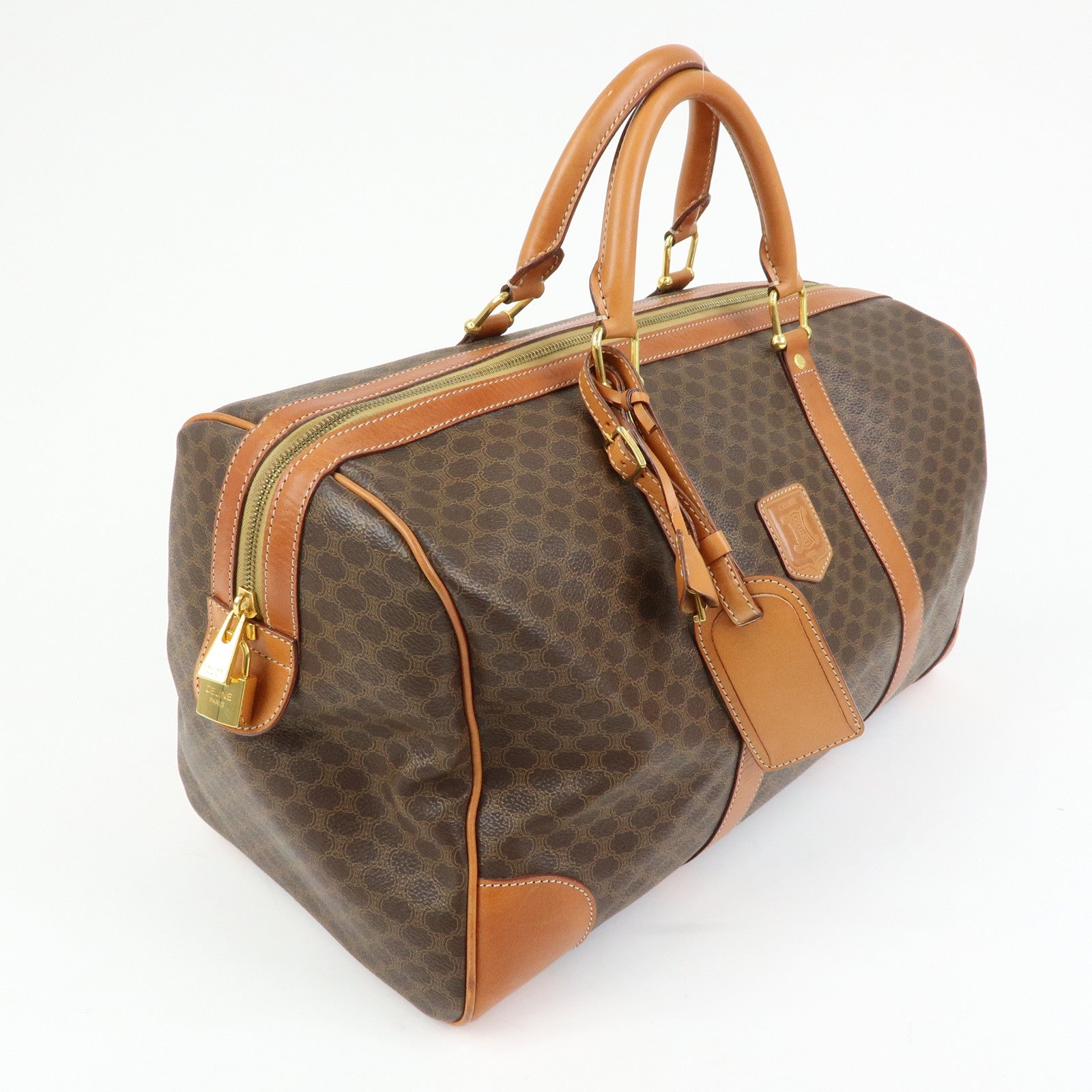 CELINE Macadam PVC Leather Boston Bag Hand Bag Travel Bag