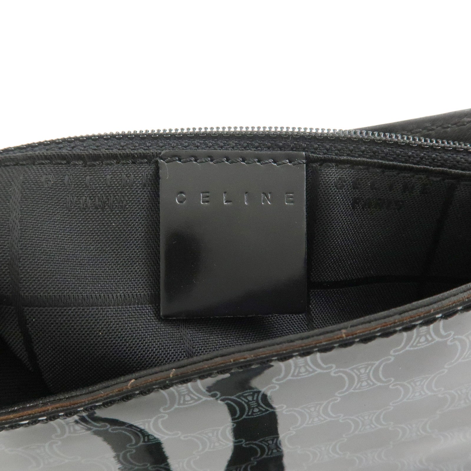 CELINE Macadam Vinyl Leather Shoulder Bag Crossbody Bag Black