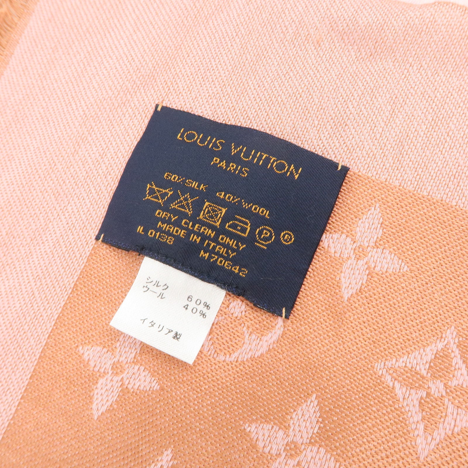 Louis Vuitton Shawl Monogram Neo Denim Silk 100% Wool Scarf M70642