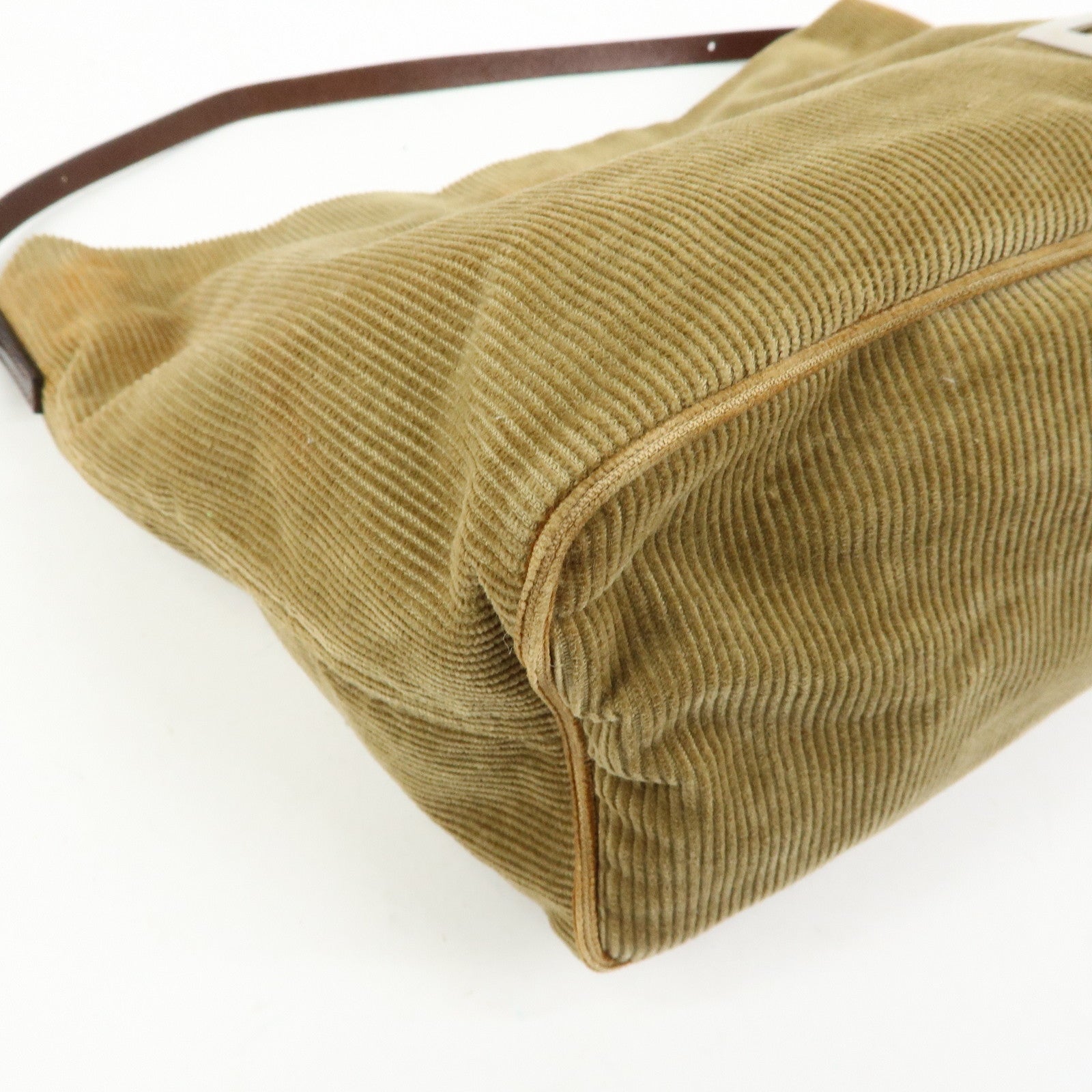 FENDI Corduroy Leather Mini Hand Bag Light Brown 26637