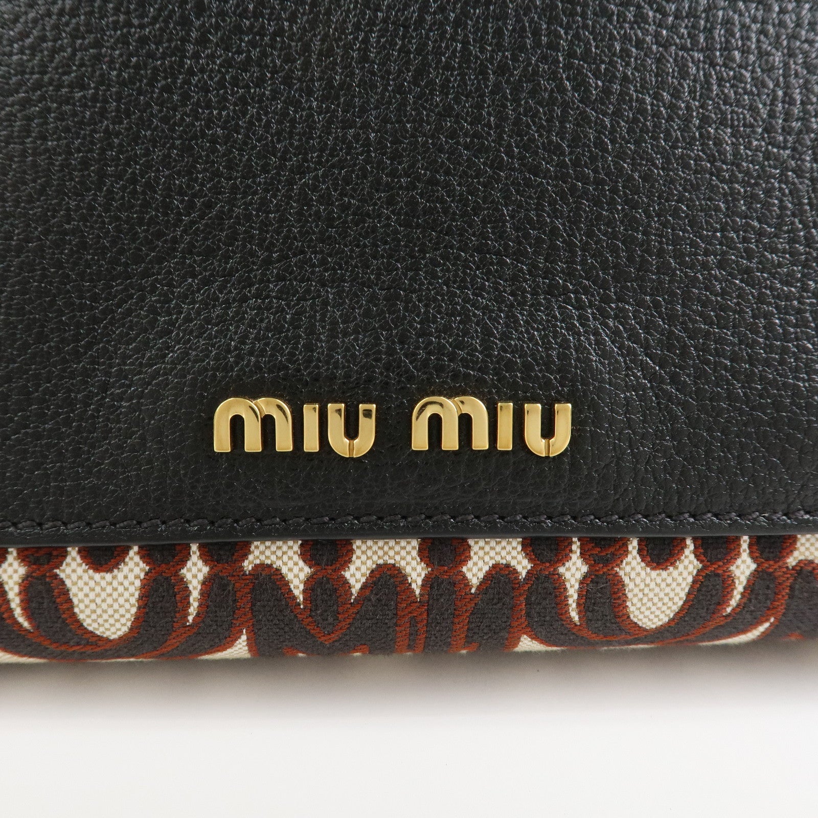 MIU MIU Jacquard Leather 2Way Bag Hand Bag Shoulder Bag 5BA130