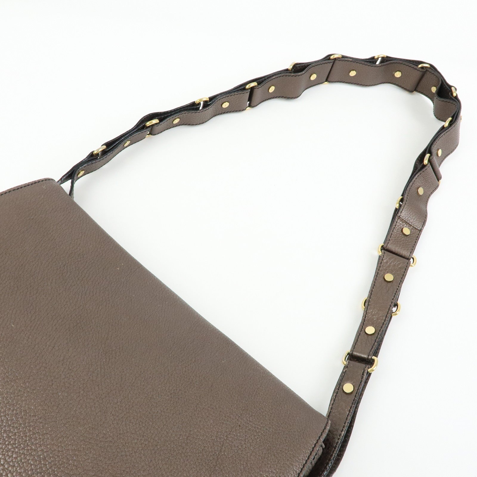 CELINE Triomphe Studs Leather Shoulder Bag Crossbody Bag Bronze