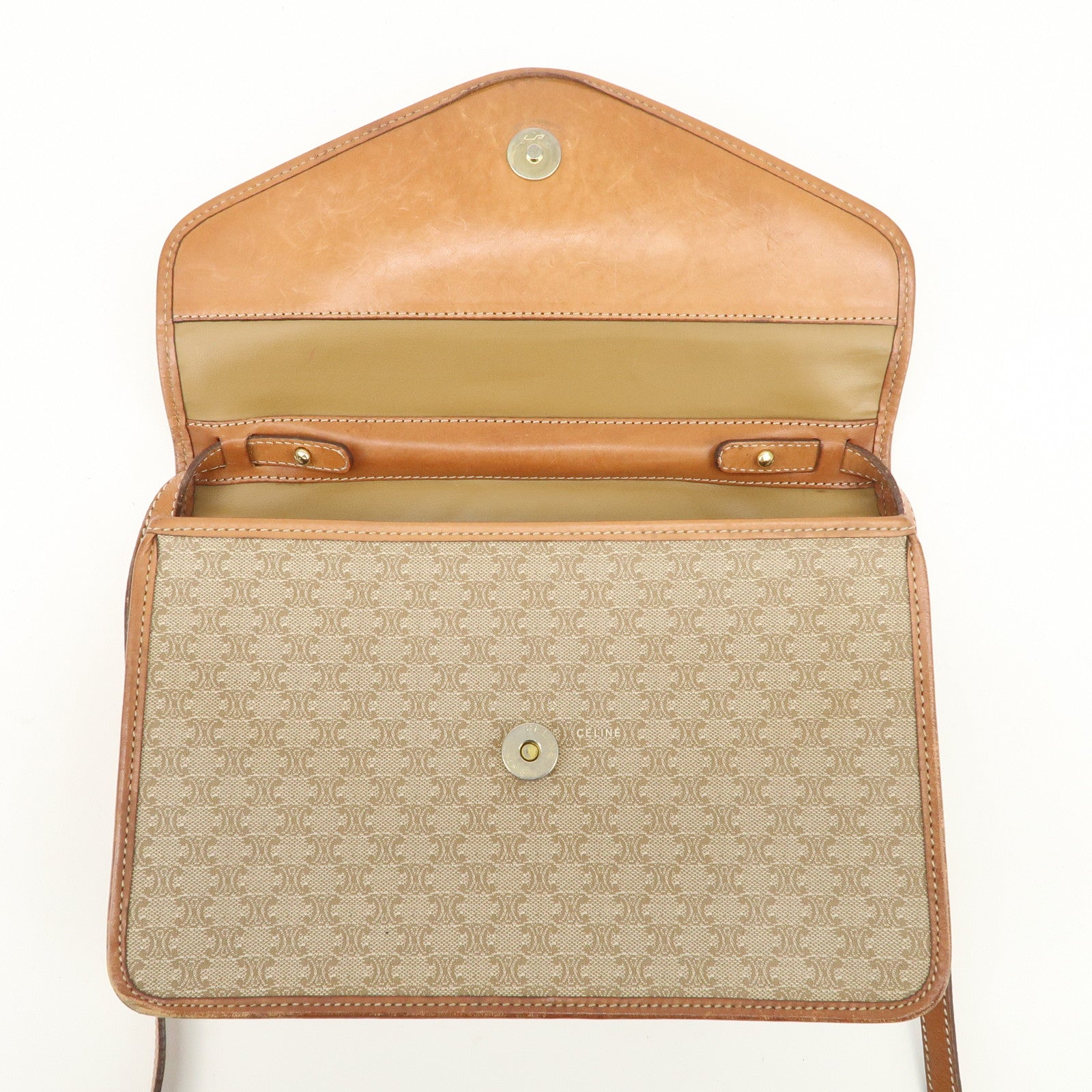 CELINE C Macadam 2Way Bag Shoulder Bag Clutch Bag Beige Brown