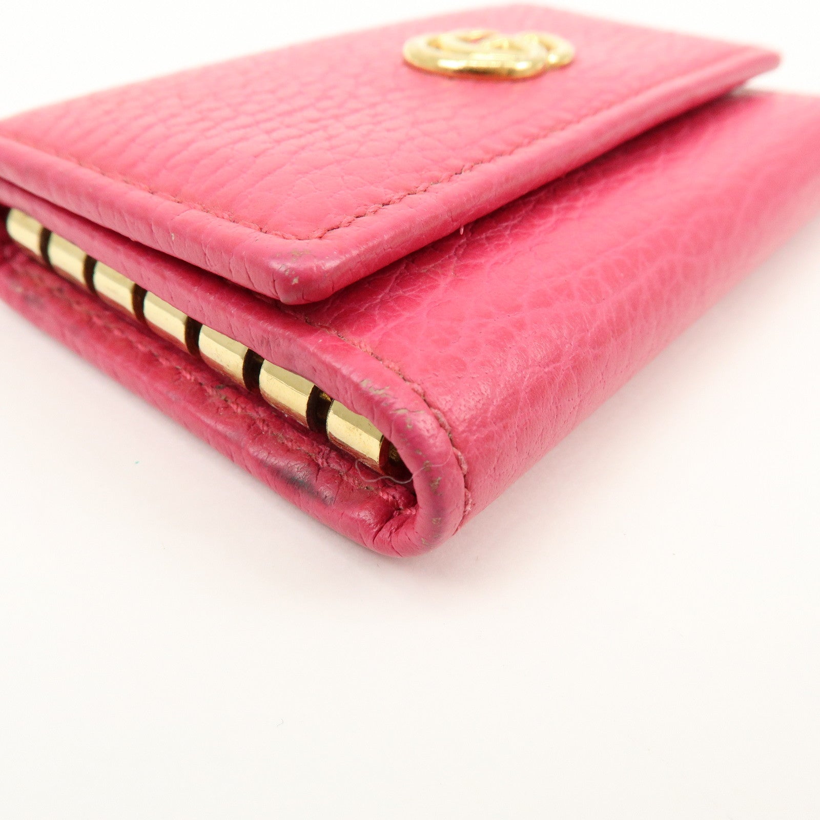 GUCCI GG Marmont Leather 6 Rings Key Case Key Holder Pink 456118