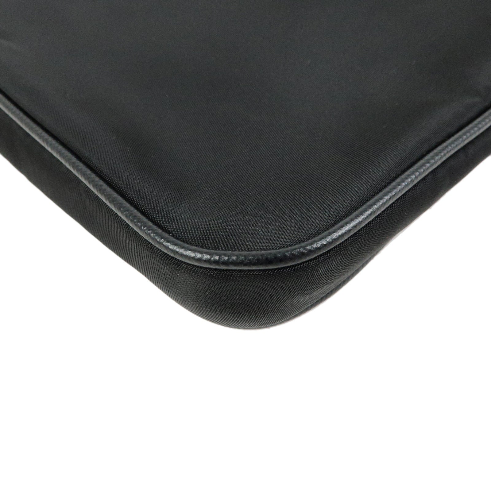 PRADA Triangle Logo Tessuto Nylon Leather Clutch Bag Black 04MA795