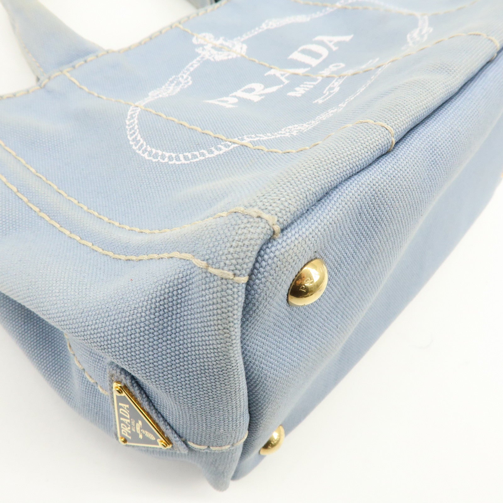 PRADA Canapa Mini Canvas 2Way Bag Hand Bag Light Blue 1BG439