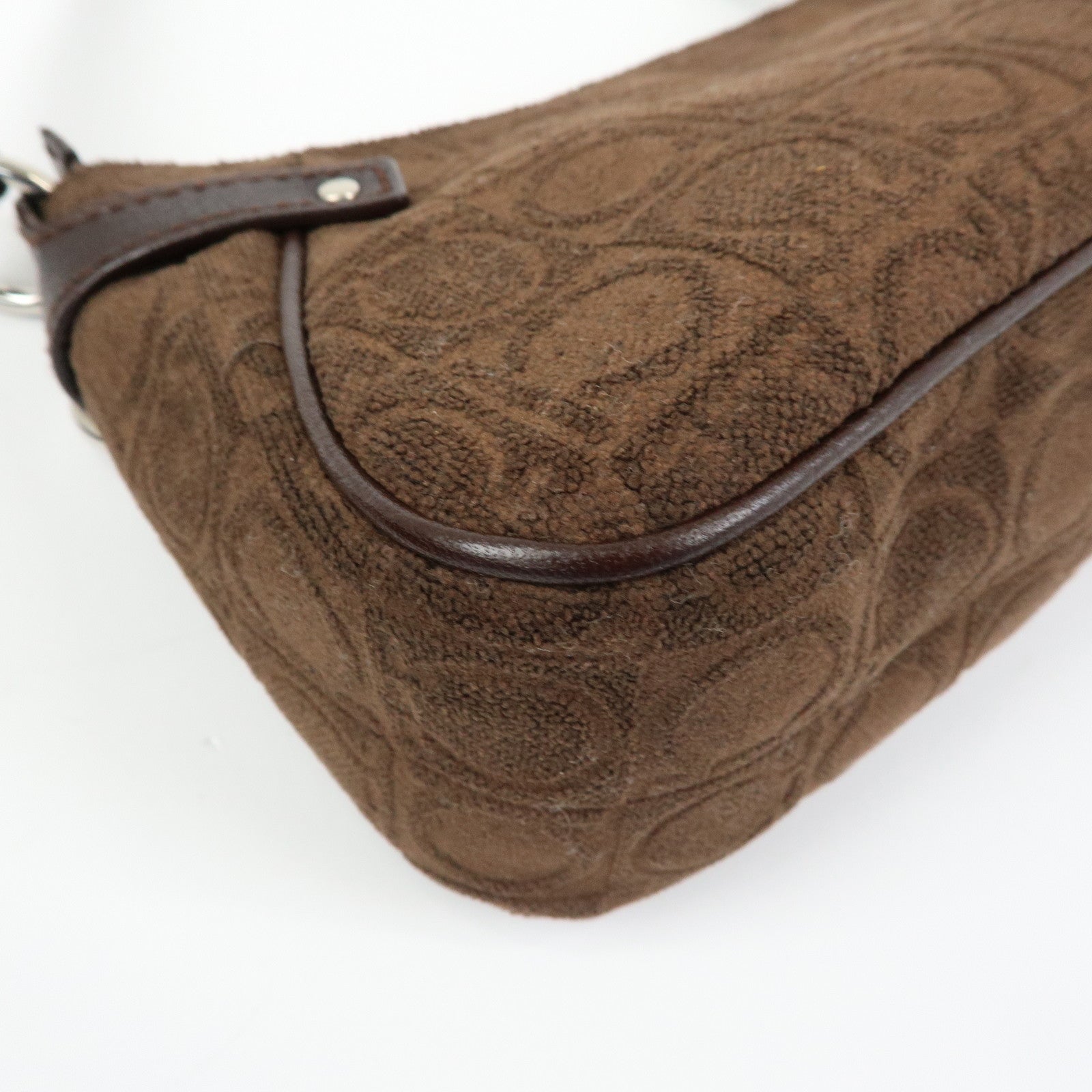 Ferragamo Ganchini Pile Leather Shoulder Bag Hand Bag Brown