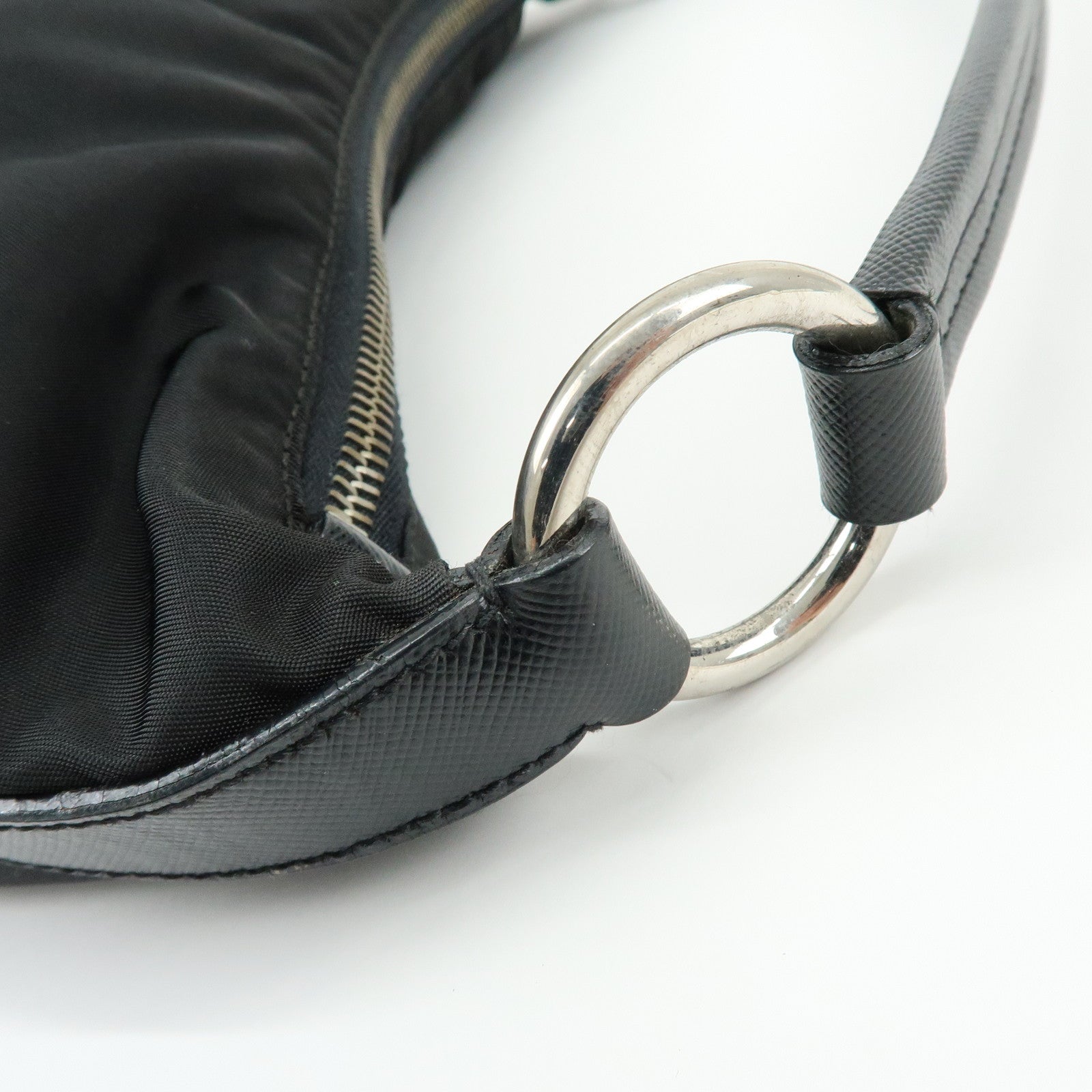 PRADA Triangle Logo Nylon Saffiano Leather Shoulder Bag BR3332