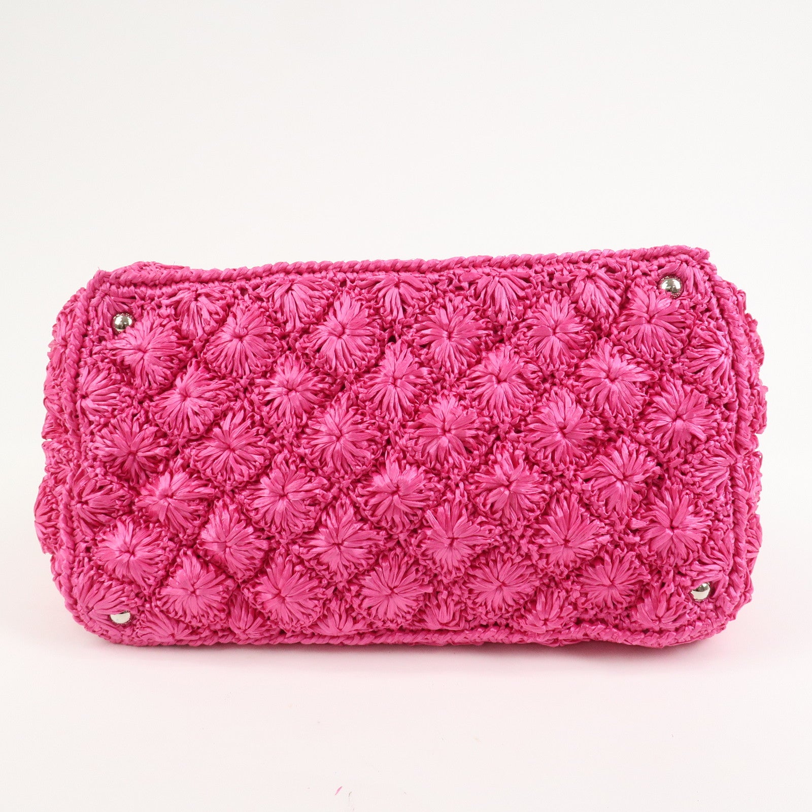 PRADA Canapa Raffia 2Way Bag Hand Bag Shoulder Bag Pink BN2888