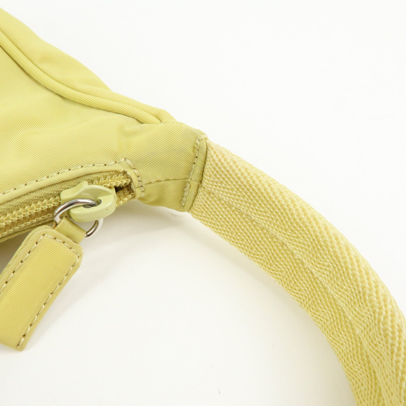 PRADA Triangle Logo Nylon Mini Hand Bag Pouch Yellow