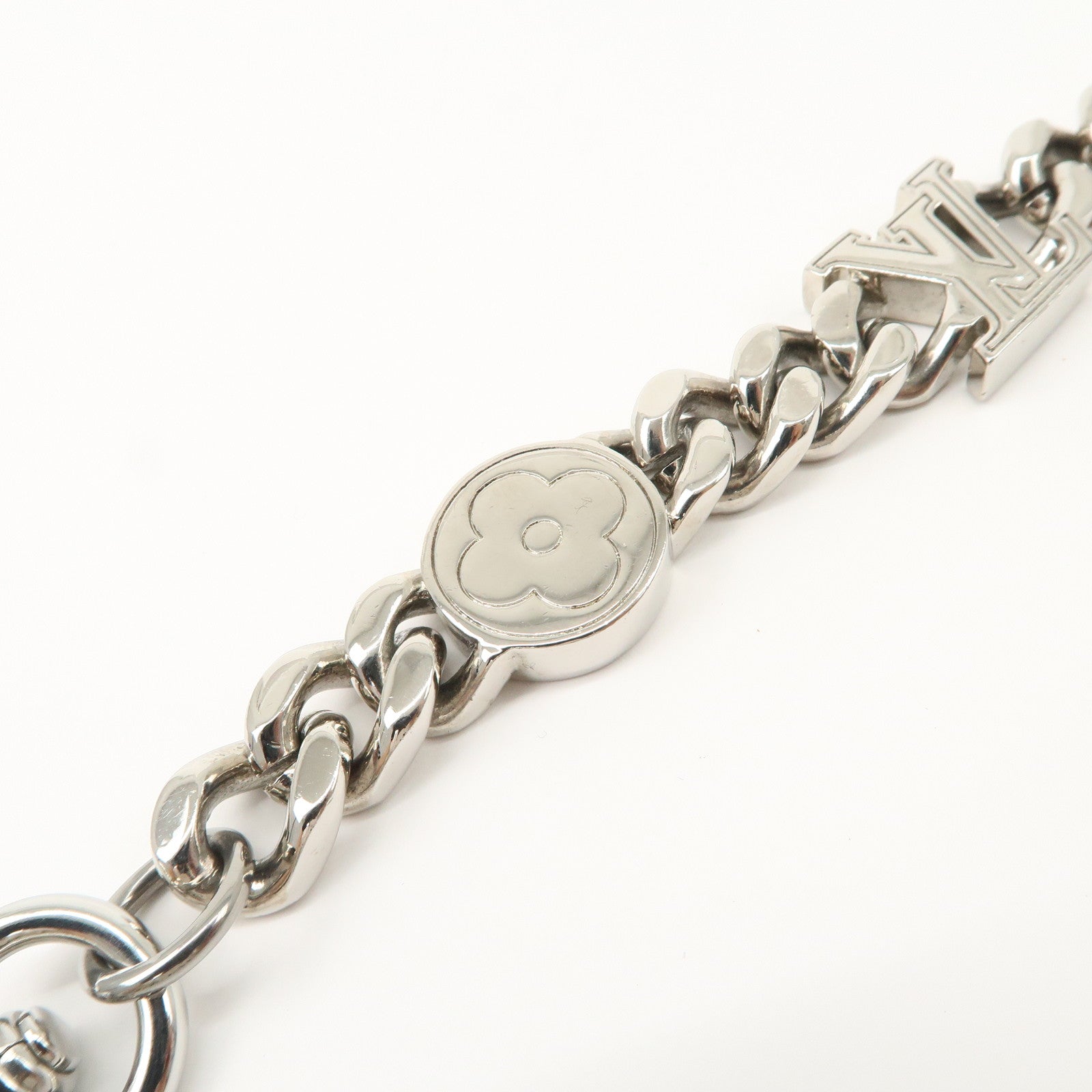 Louis Vuitton Monogram Element Chain Metal Bag Charm Silver M01468 Used