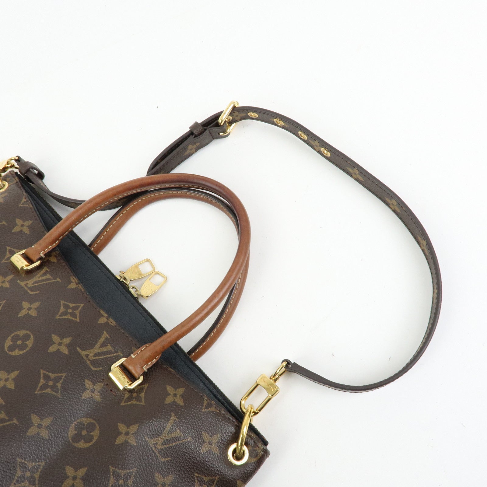 Louis Vuitton Monogram Pallas 2Way Bag Hand Bag Brown Noir M41064
