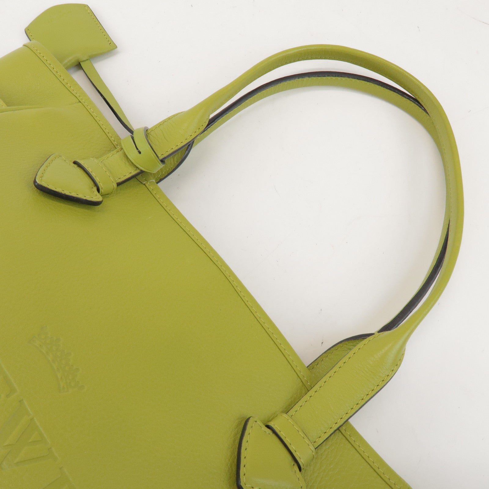 LOEWE Heritage Calf Leather Tote Bag Shoulder Bag Light Green