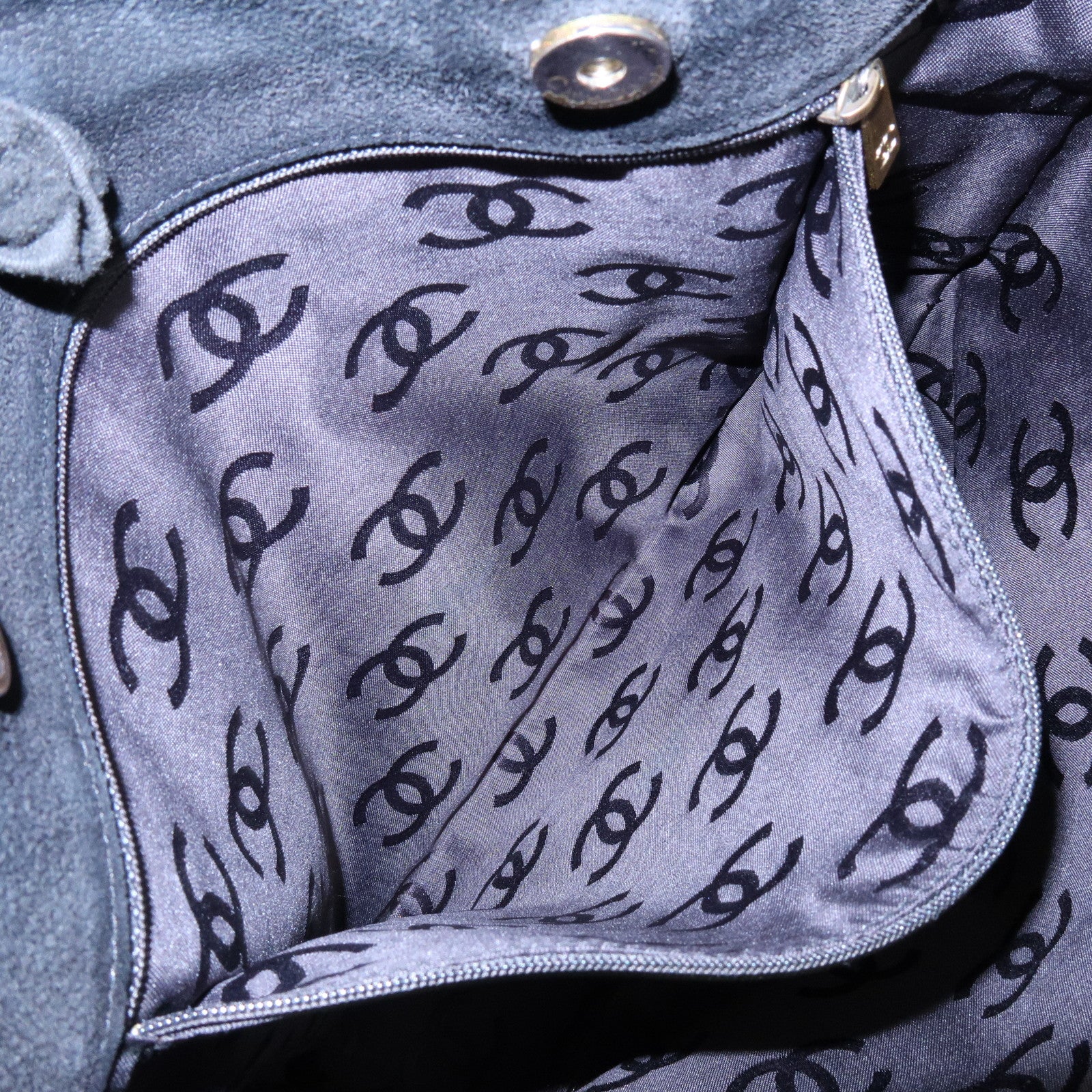 CHANEL Matelasse COCO Mark Suede Tote Bag Shoulder Bag Black