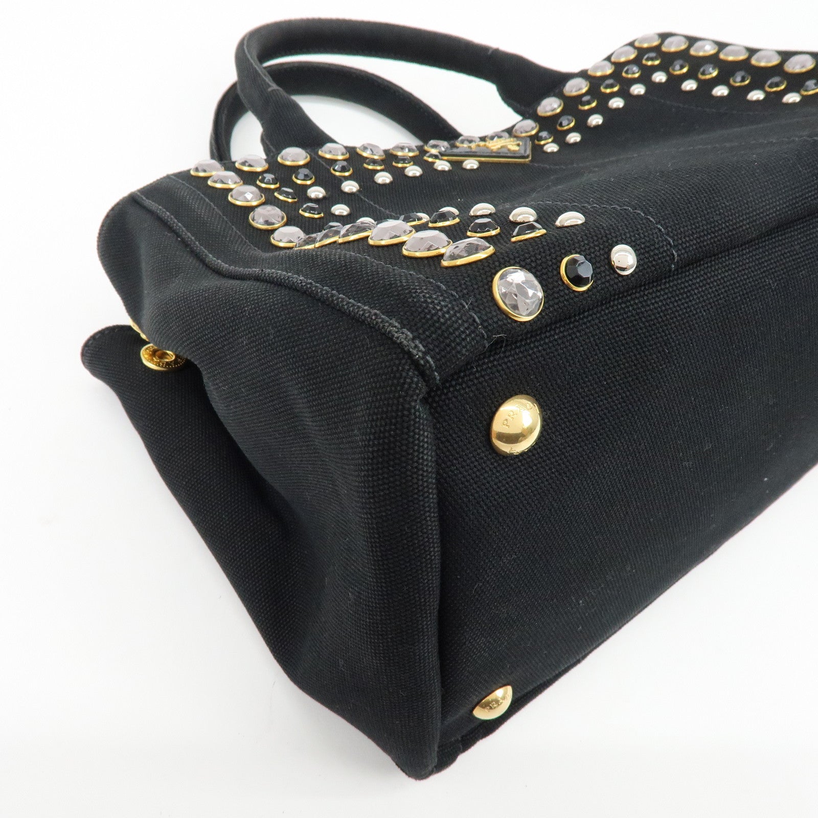 PRADA Canapa Mini Canvas 2Way Bag Hand Bag Black 1BG439