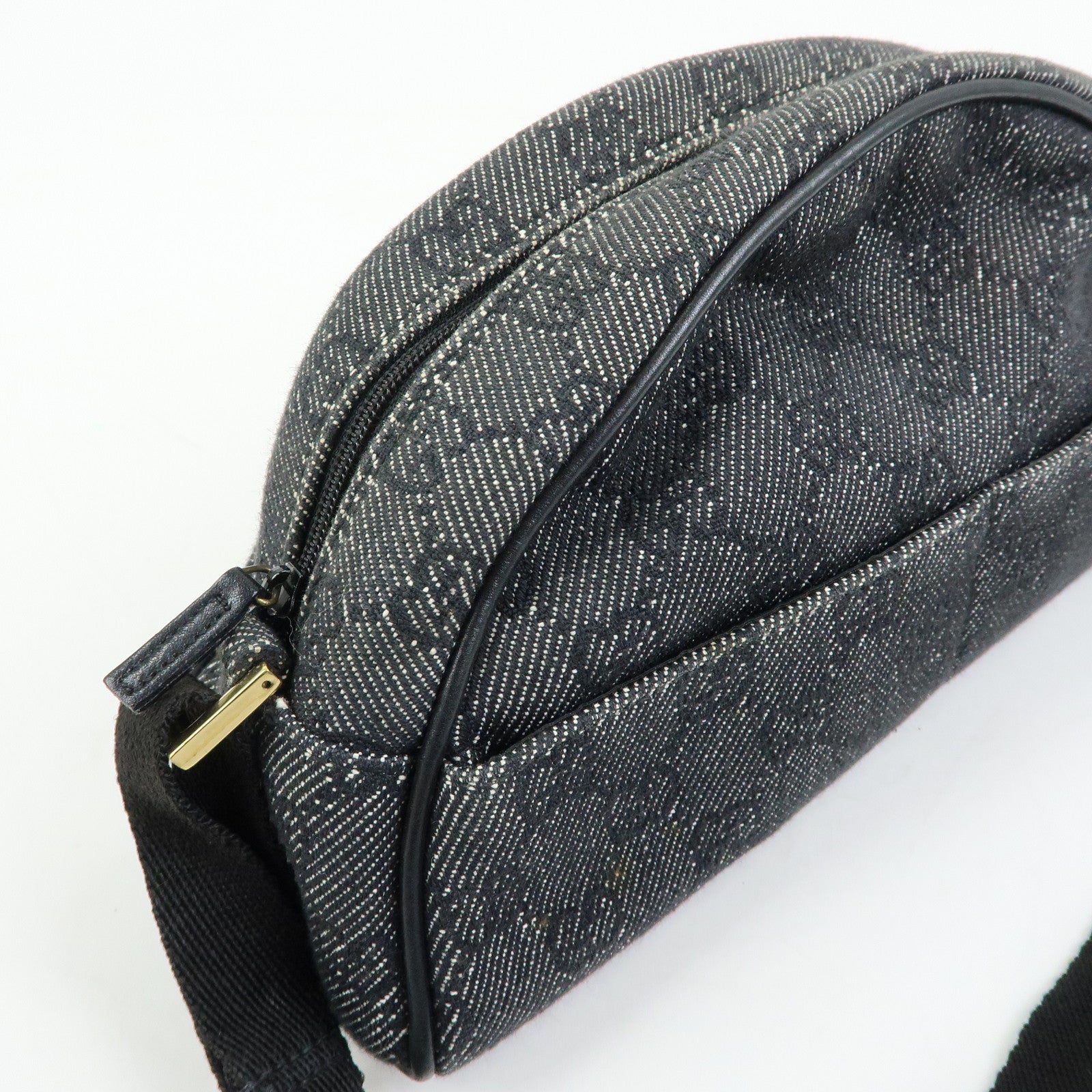 GUCCI Half Moon GG Denim Shoulder Bag Hand Bag Black 90781