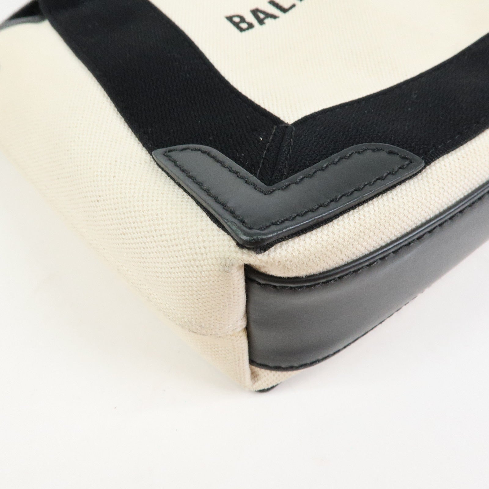 BALENCIAGA Navy Cabas XS Canvas Leather 2WAY Bag Natural 390346