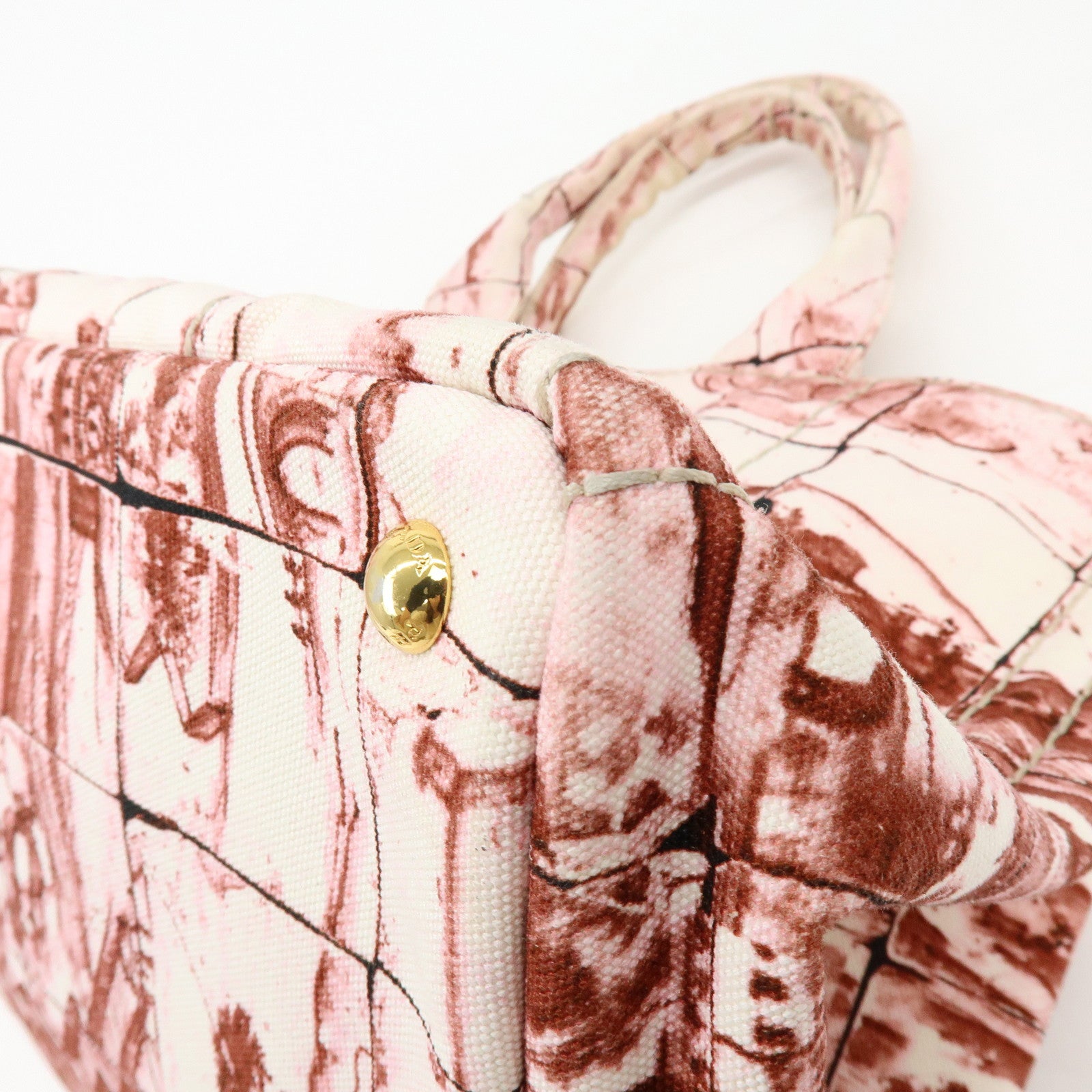 PRADA Canapa Large Triangle Logo Canvas Tote Bag Bordeaux B1872B