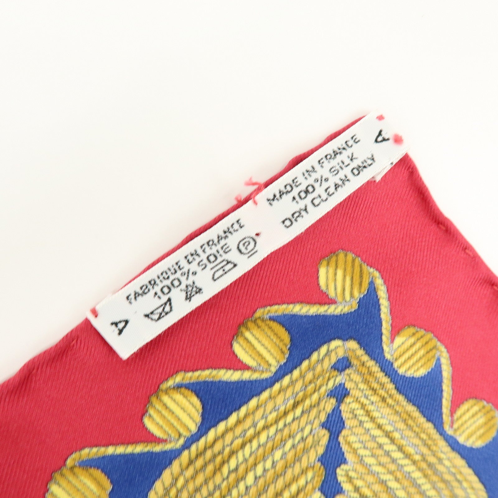 HERMES Carre 90 Silk 100% Scarf ARABESQUES Arabic Print Navy Red