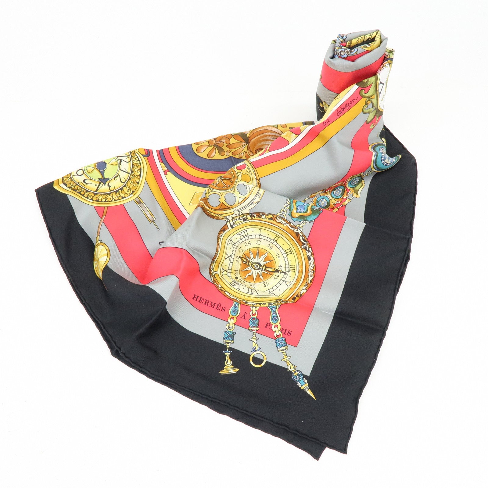 HERMES Carre90 Silk100% Scarf Parmi les fleurs je compte les heures