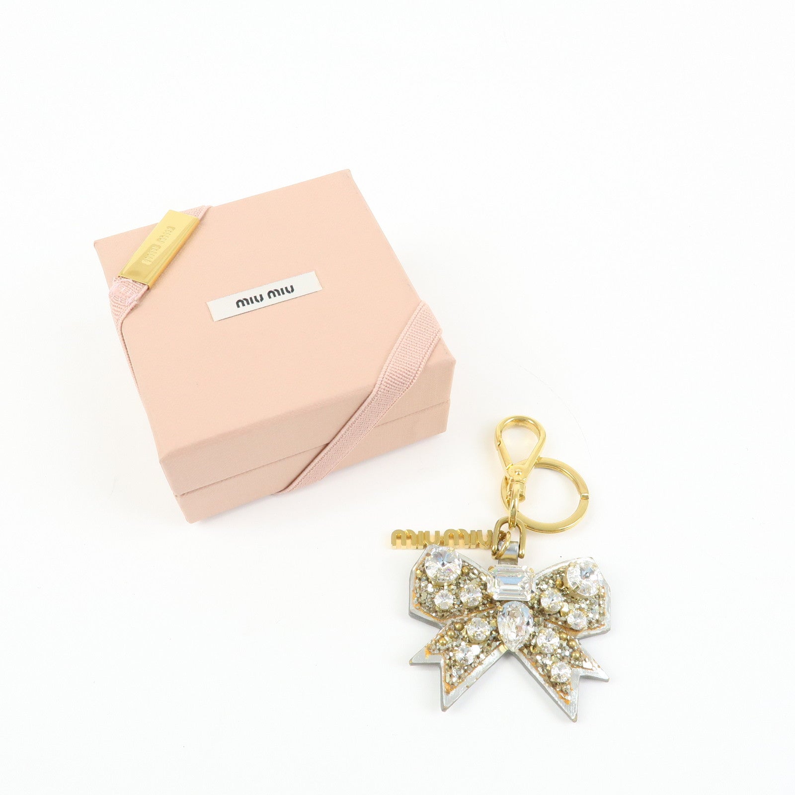 MIU MIU Leather Ribbon Motif Bijou Bag Charm Key Chain 5ARH76