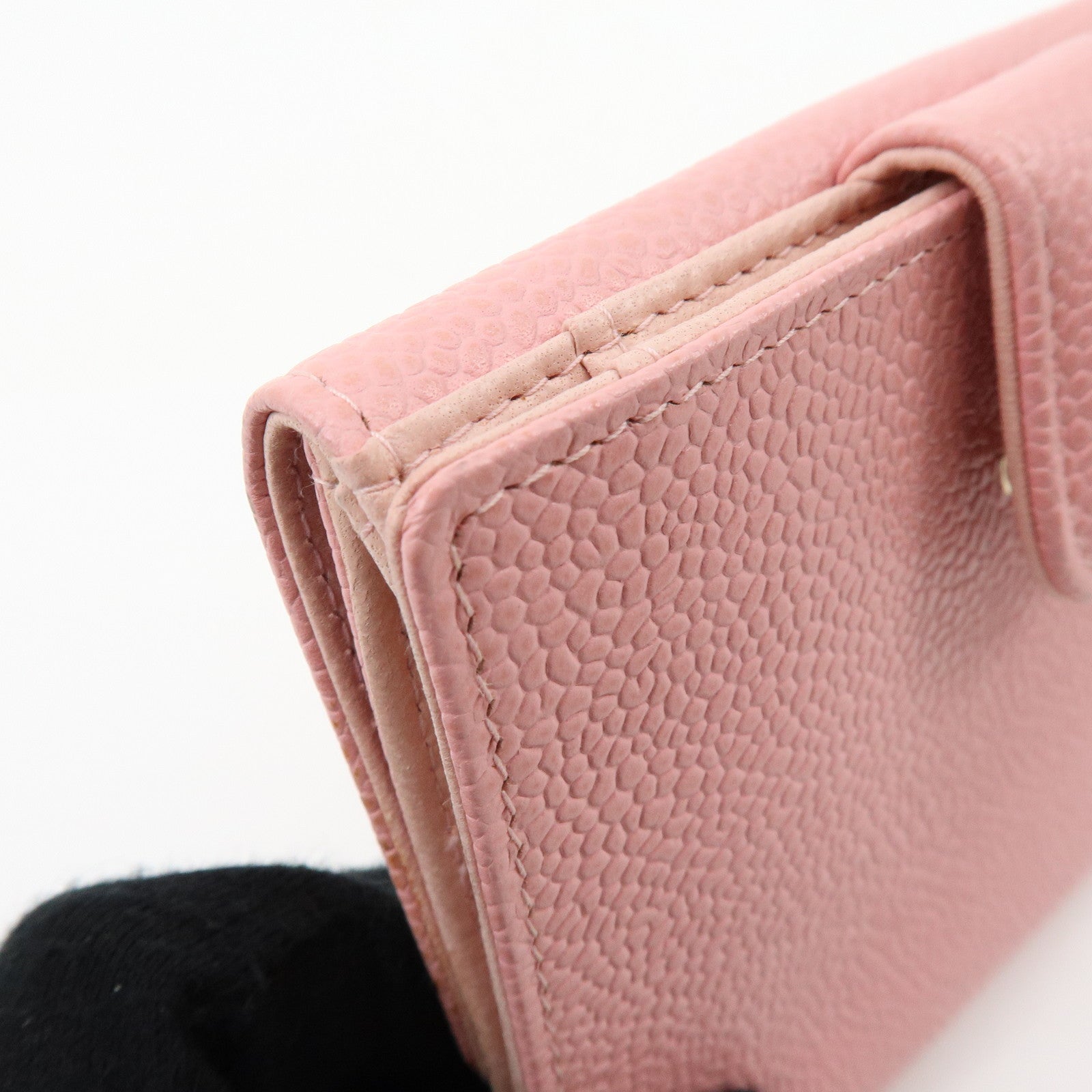 CHANEL COCO Mark Caviarskin Bi-fold Wallet Compact Wallet Pink