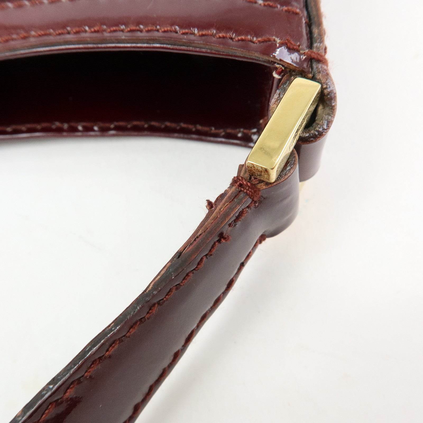 Ferragamo Patent Leather Shoulder Bag Hand Bag Bordeaux