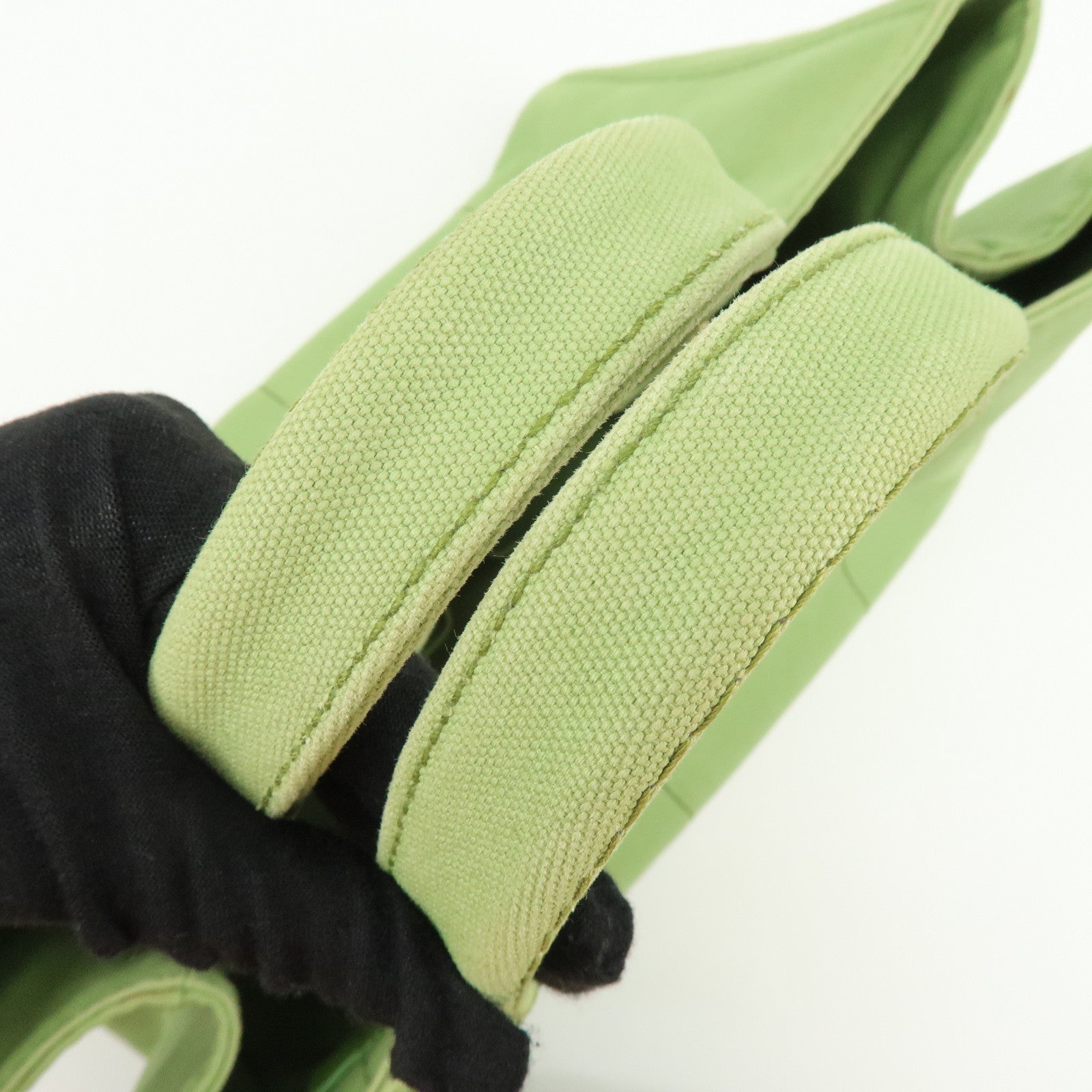 PRADA Canapa Large Triangle Logo Canvas Tote Bag Hand Bag B1872B