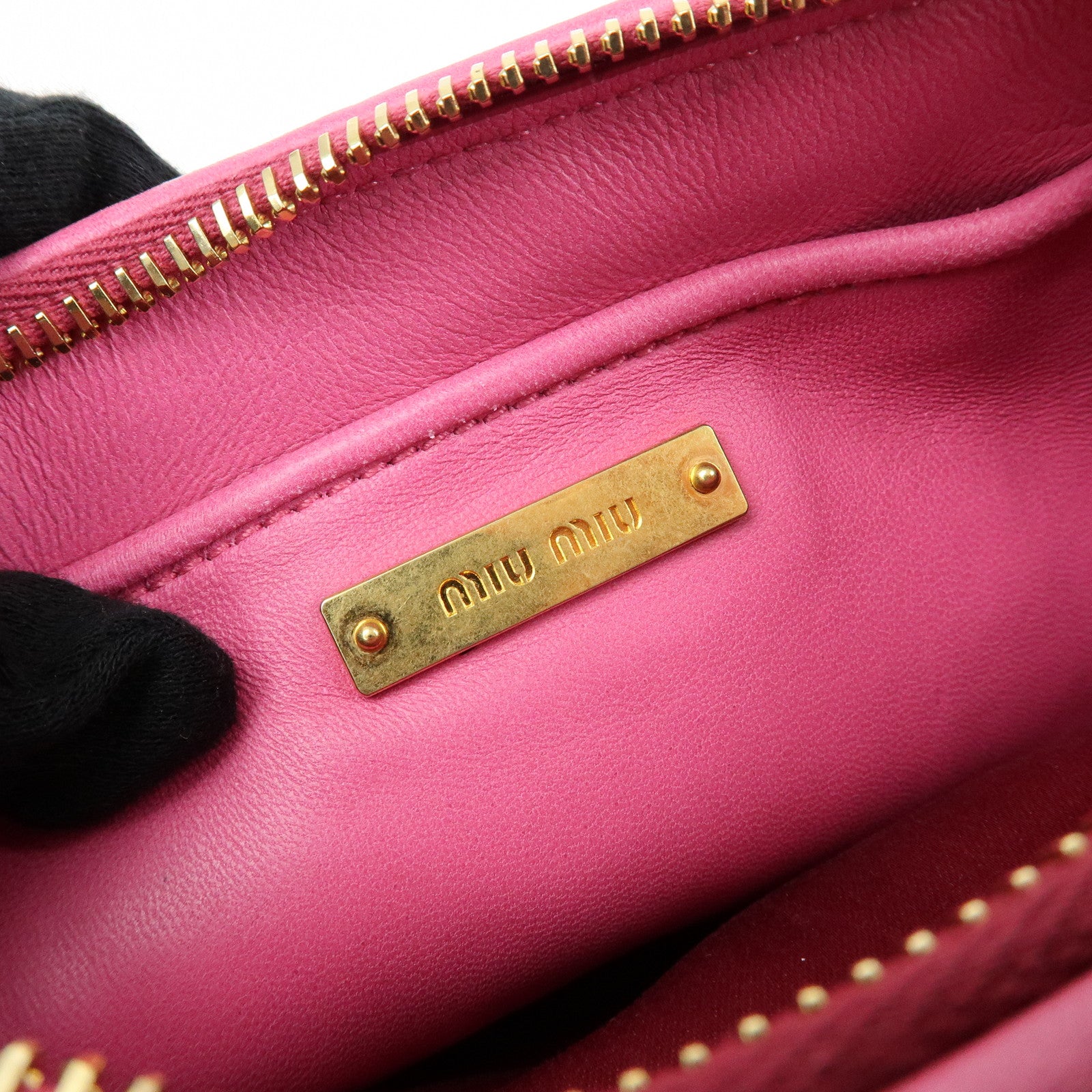 MIU MIU Matelasse Nappa Leather Clutch Bag Pouch Pink 5N1811