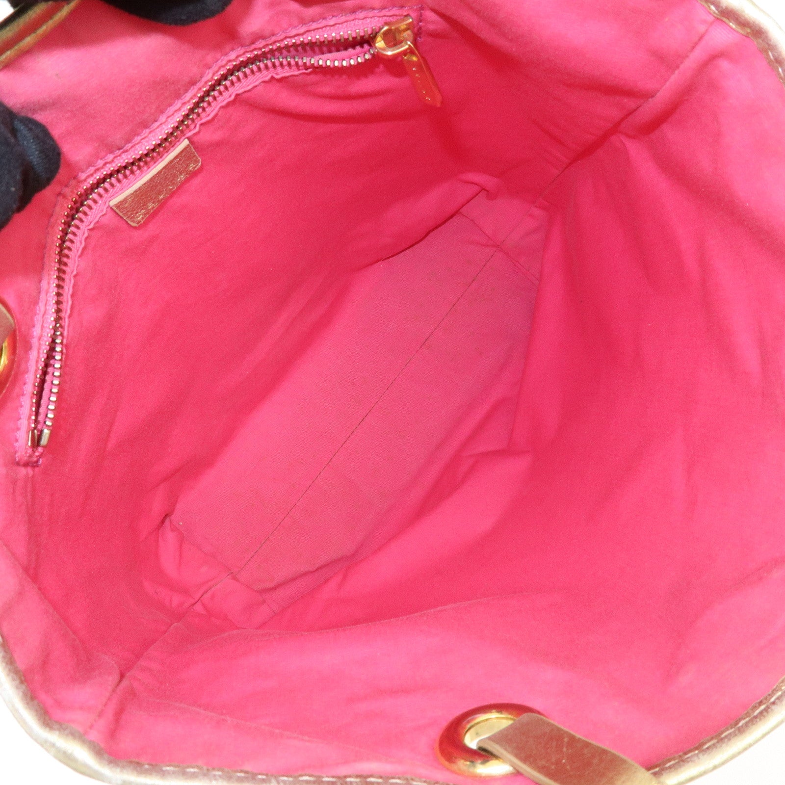 CELINE Macadam Logo Canvas Leather Tote Bag Shoulder Bag Pink Gold
