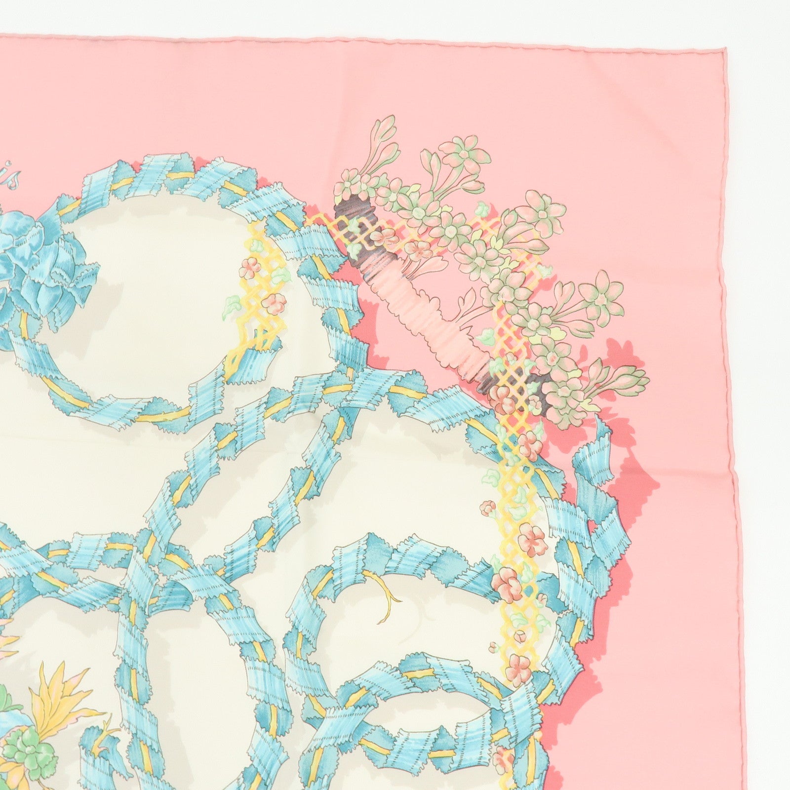 HERMES Carre 90 Silk 100% Scarf Le Sacre du Printemps Pink White