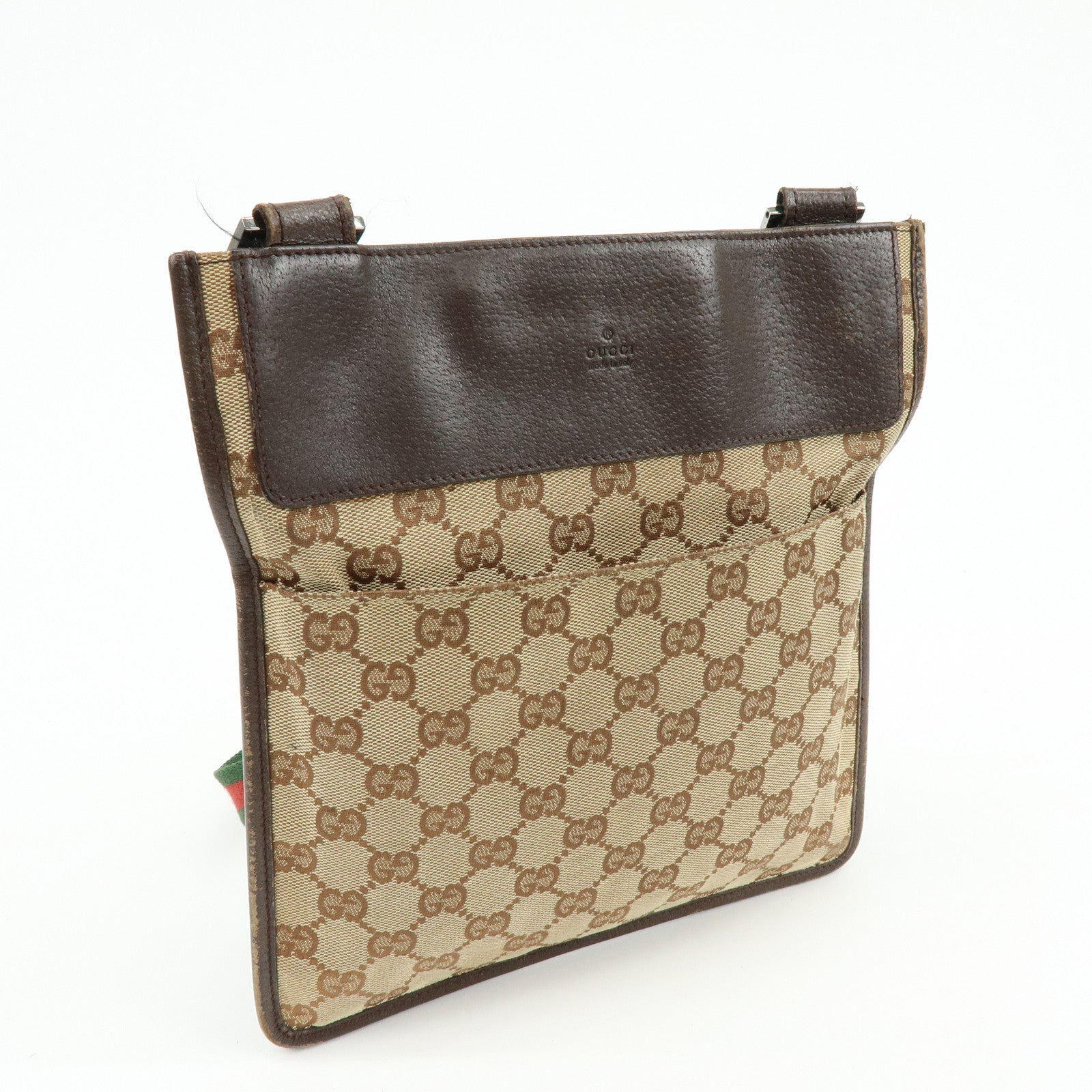 GUCCI Sherry GG Canvas Leather Shoulder Crossbody Bag Brown 27639